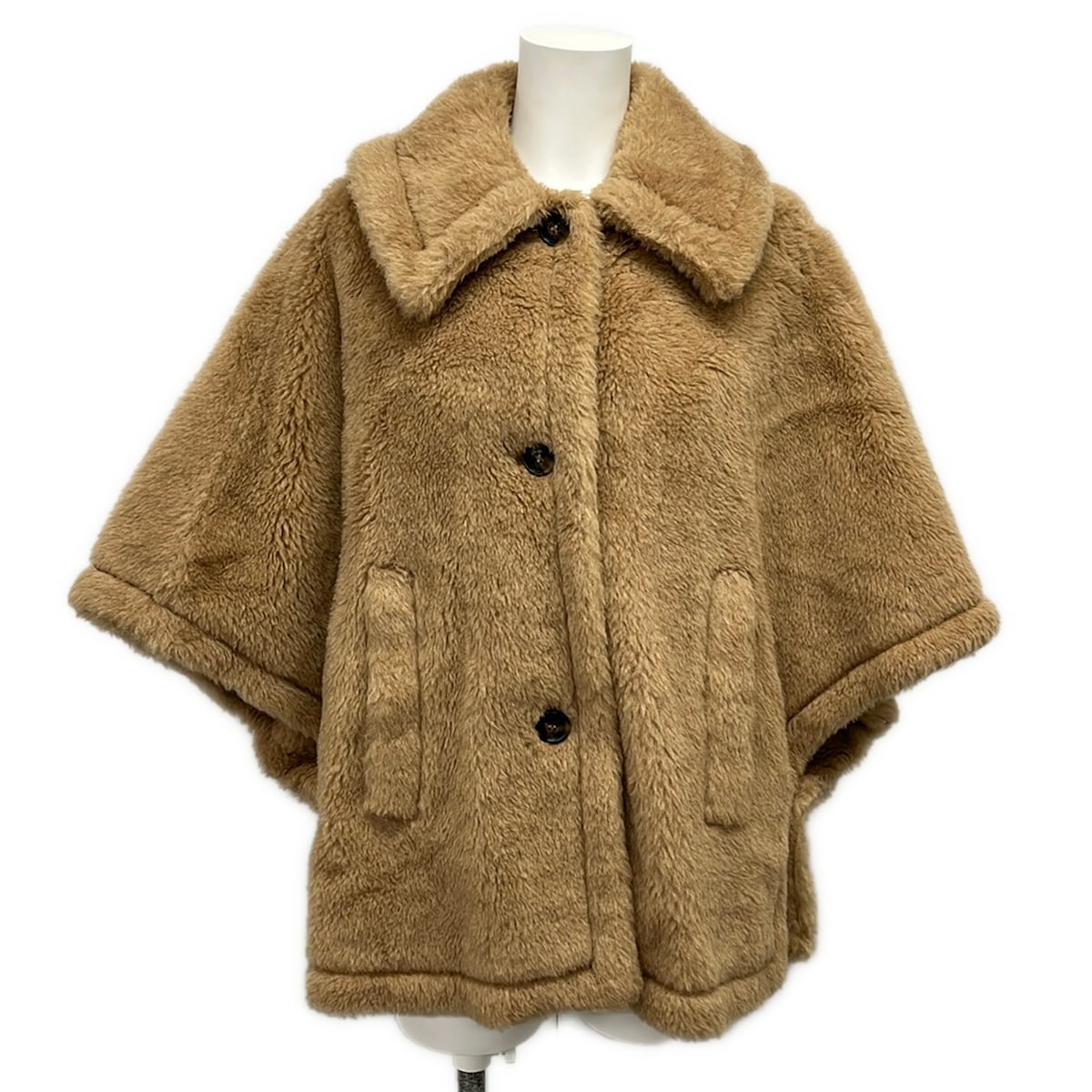 【中古】Max Mara(マックスマーラ) テディベア ケープ ポンチョ 冬物 点火装置赤銅色 カシミール、アルパカ、地絹