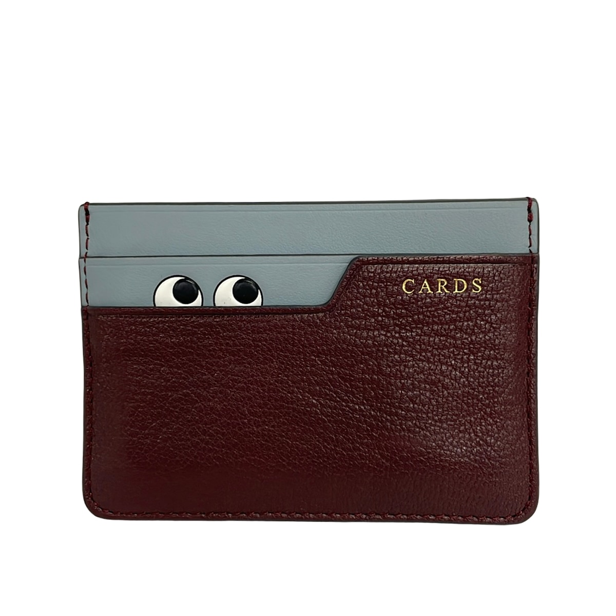 【中古】Anya Hindmarch(アニヤハインドマーチ) 歌留多容れもの アイズ ボルドーワイン×薄墨色×マルチ なめし革