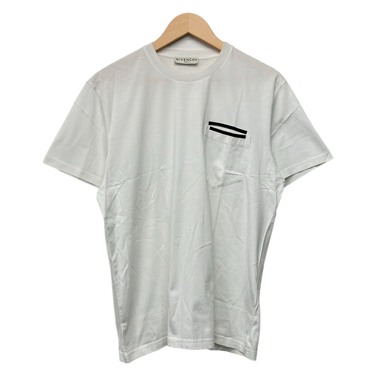 【中古】GIVENCHY(ジバンシー) 半袖ティーシャツ 労働者の一団のど首 白×黒