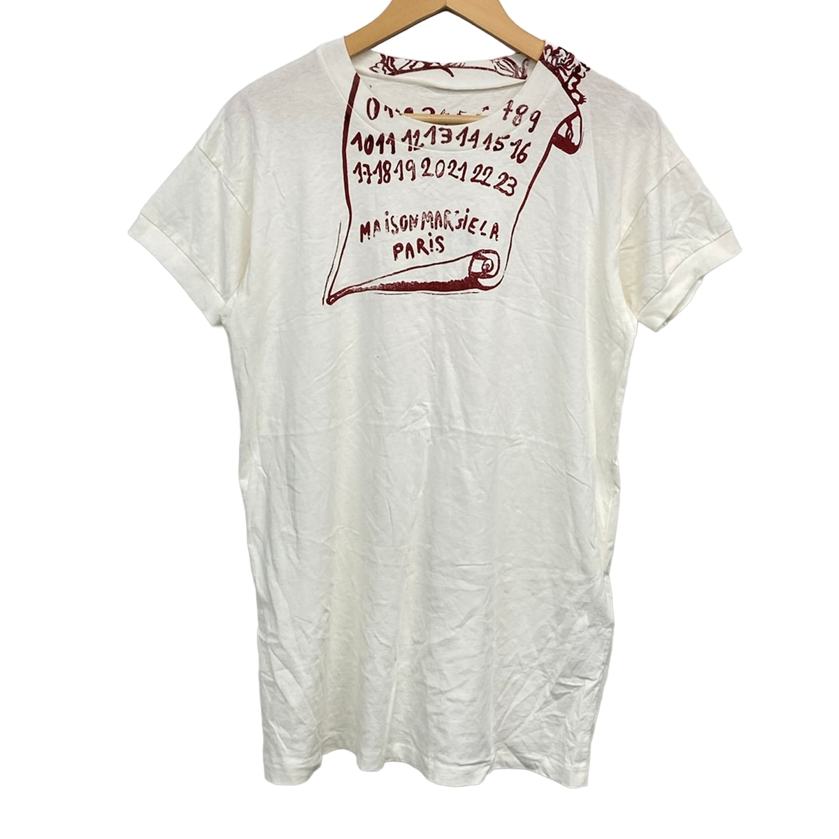 【中古】Maison Margiela(メゾンマルジェラ) 半袖プルオーバー 労働者の一団のど首 白×赤銅色