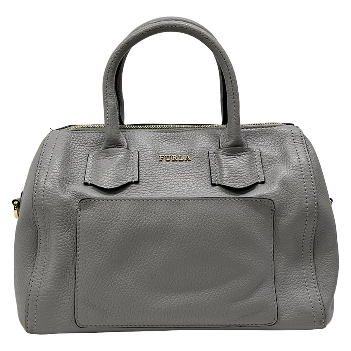 【中古】FURLA(フルラ) ハンドバッグ グレー レザー