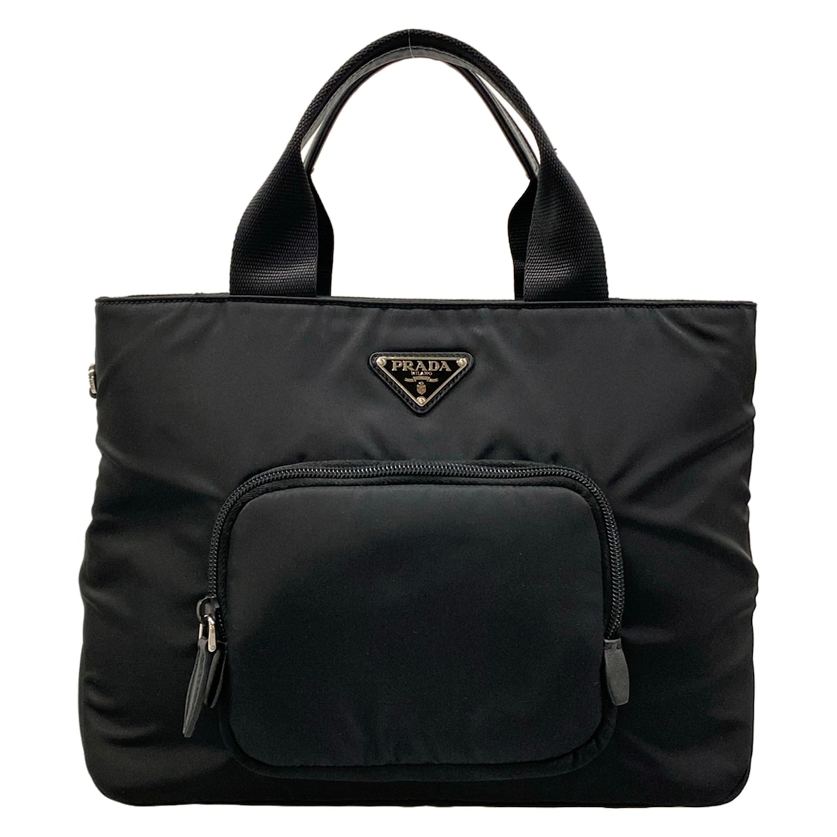 【新着】【中古】PRADA(プラダ) パデッドナイロン トートバッグ トートバッグ 黒 なめし革