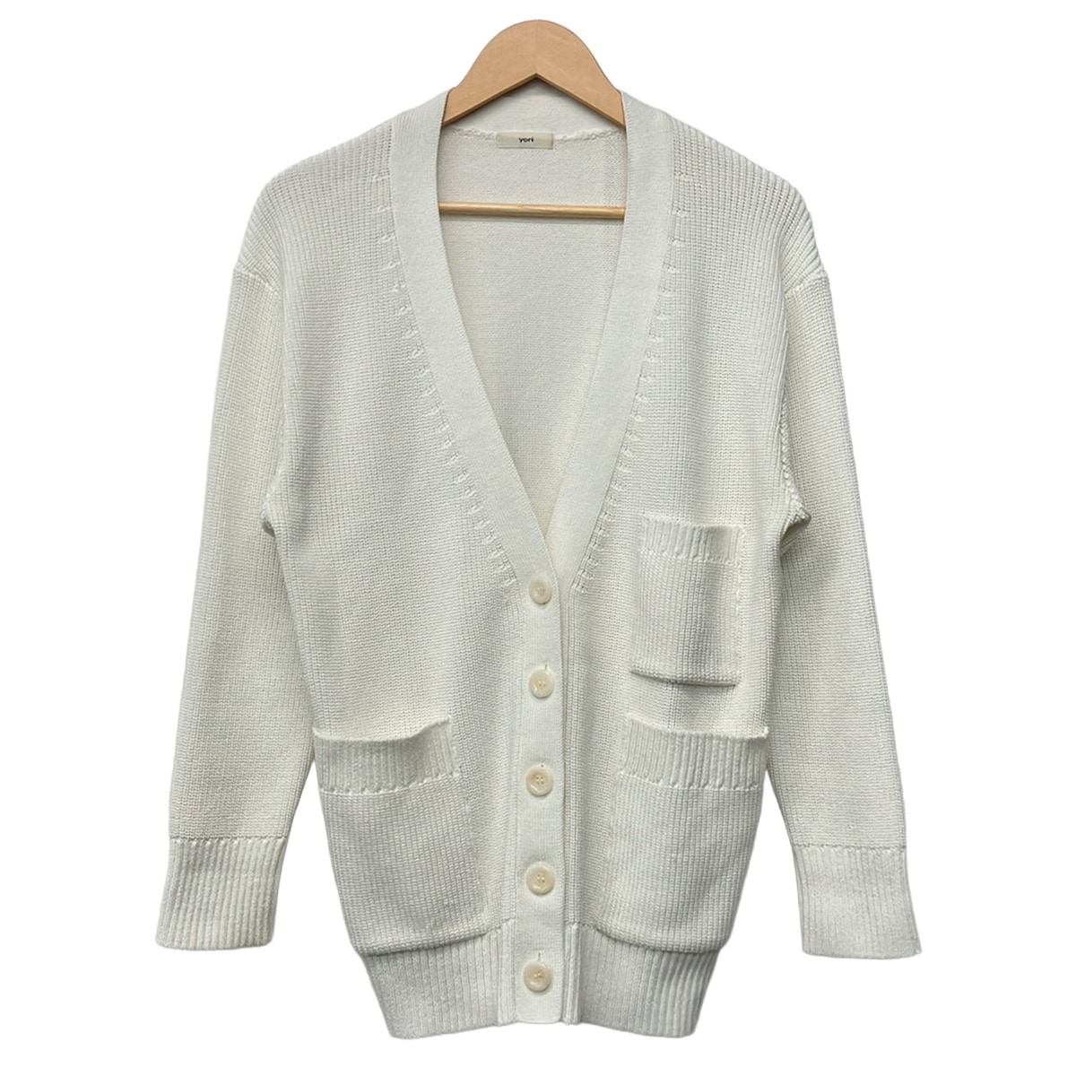 【中古】yori(ヨリ) ジレー 長袖/Vのど首 白