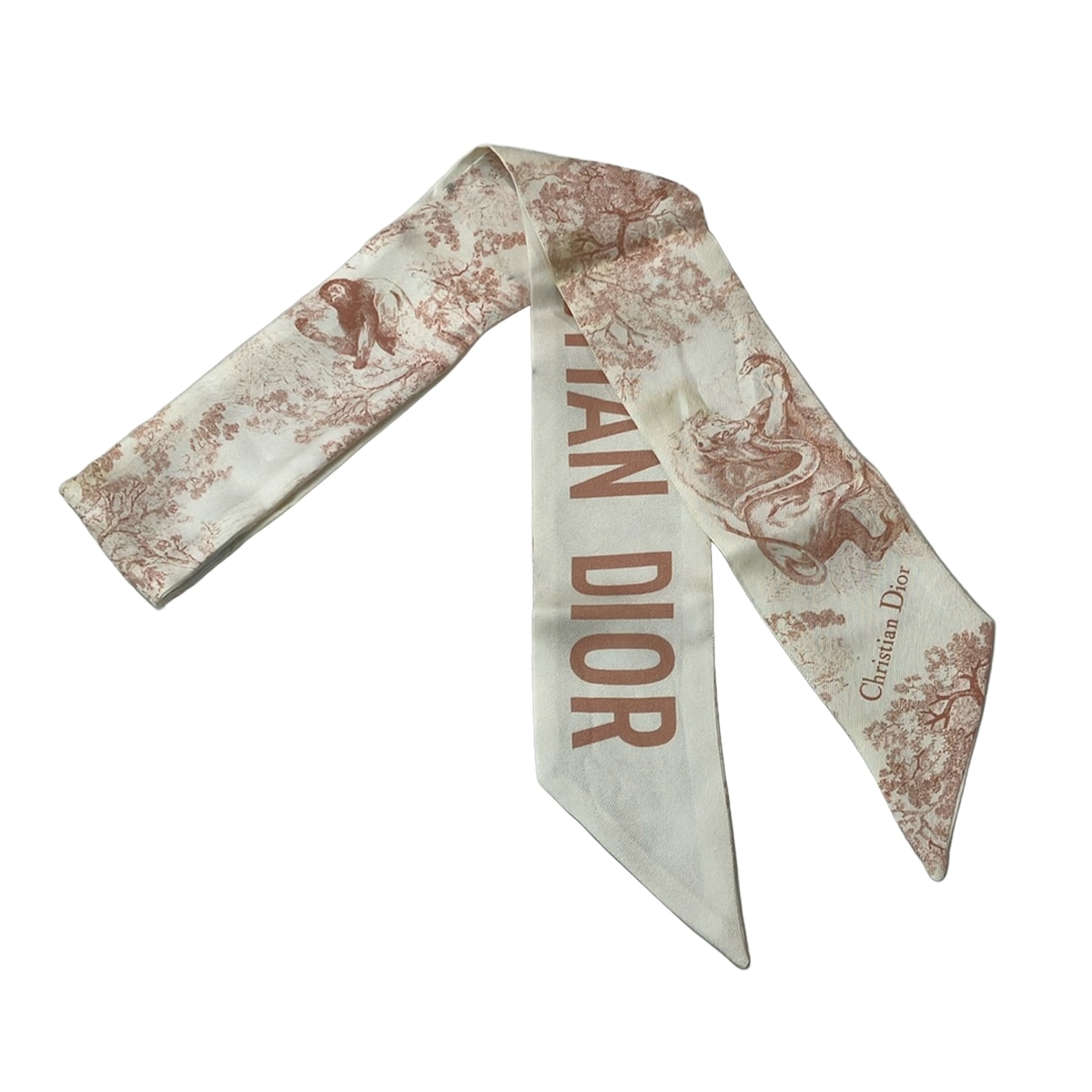 【中古】DIOR/ChristianDior(クリスチャンディオール/ディオール) えり巻き シュロの葉えり巻き 象牙色×サクラ色ベージュ
