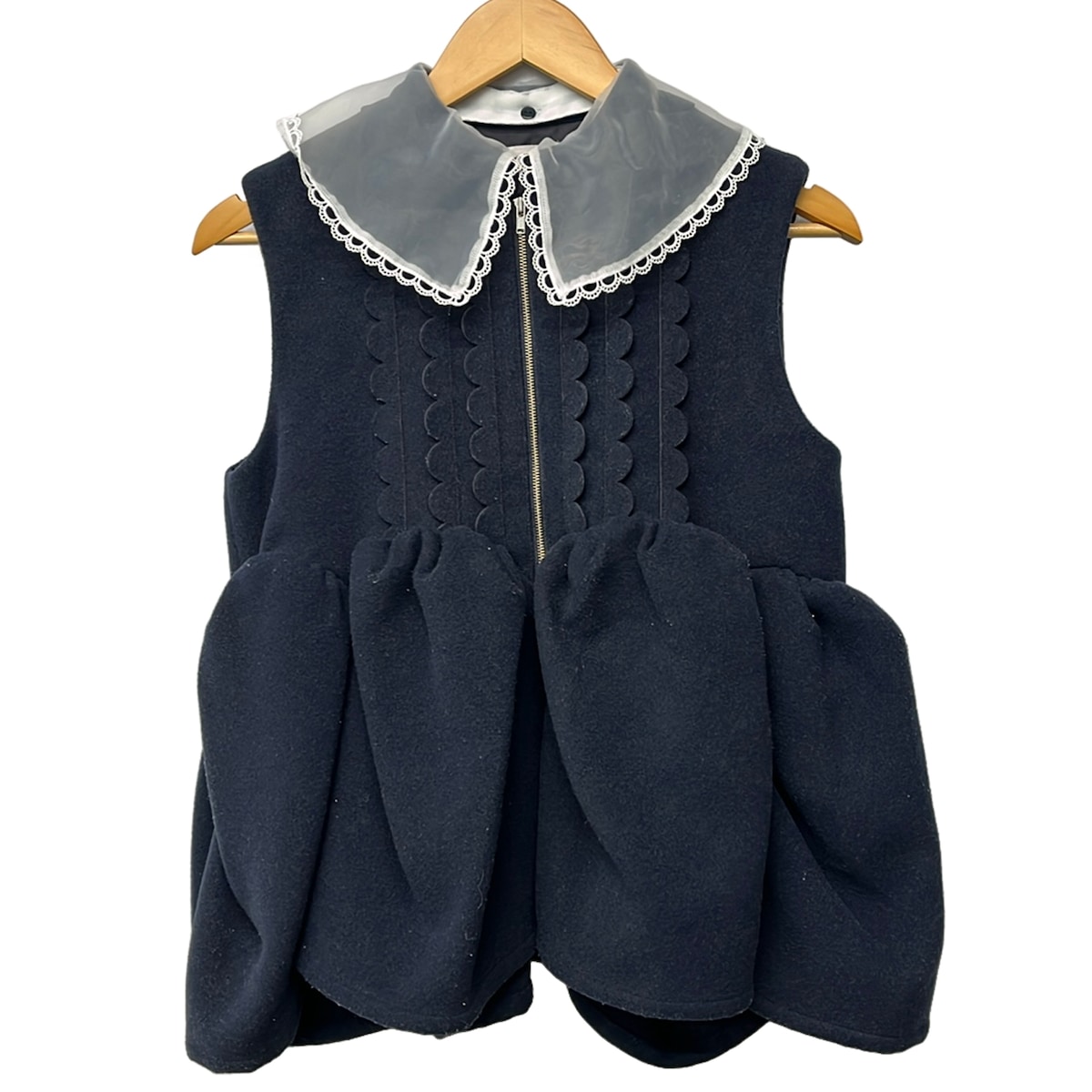 【新着】【中古】Bibiy.(ビビィ) より良い フラウンス/ジップアップ/色つや取りはずし可 ダークネイビー×白
