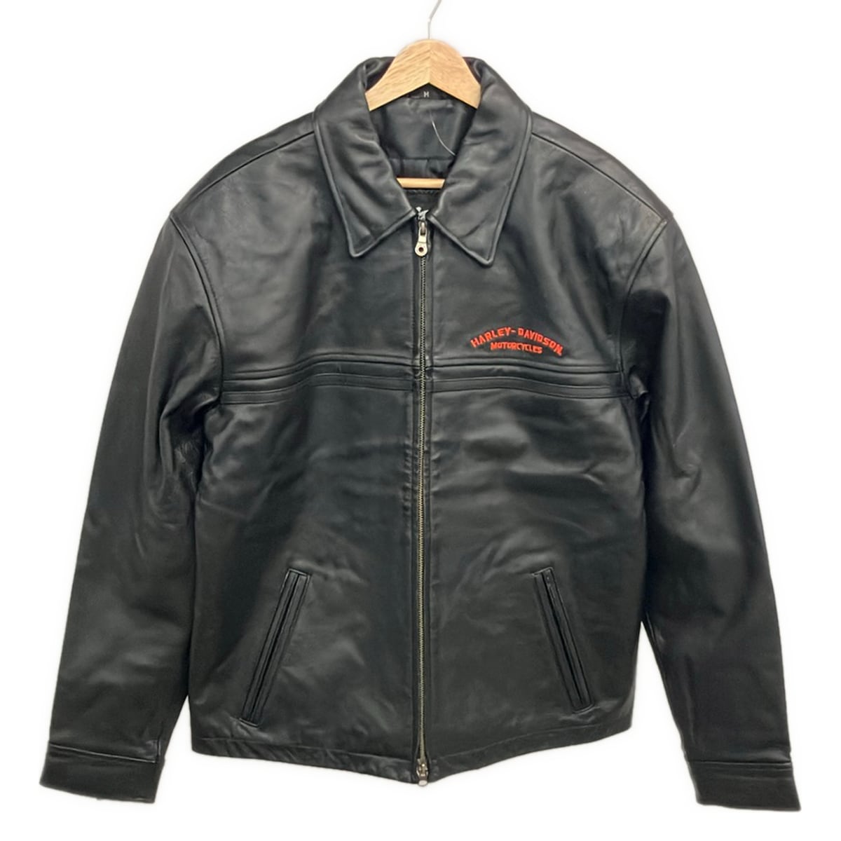 【中古】HARLEY DAVIDSON(ハーレーダビッドソン) ライダースジャケット 長袖/ジップアップ/オール季節 黒