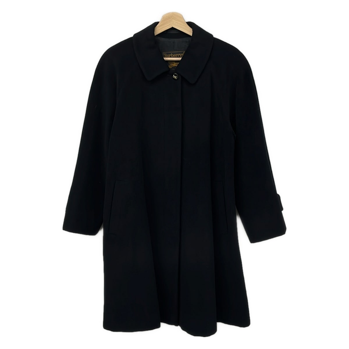 【中古】Burberry\u0027s(バーバリーズ) 厚地の外套 長袖/ロング丈/秋/冬/アンゴラ100 黒