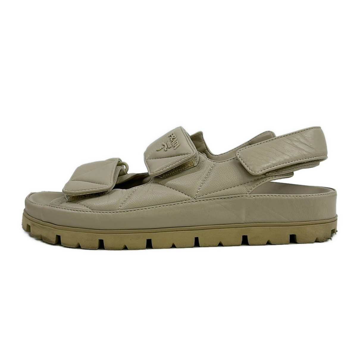 【新着】【中古】PRADA(プラダ) サンダル ベージュ なめし革