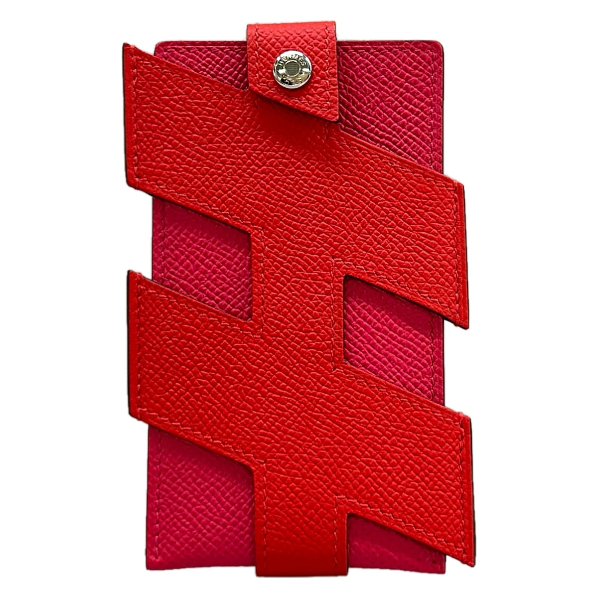 【中古】HERMES(エルメス) H引き舟 カードフォルダー 歌留多入れもの ルージュクー×ローズエクストリーム