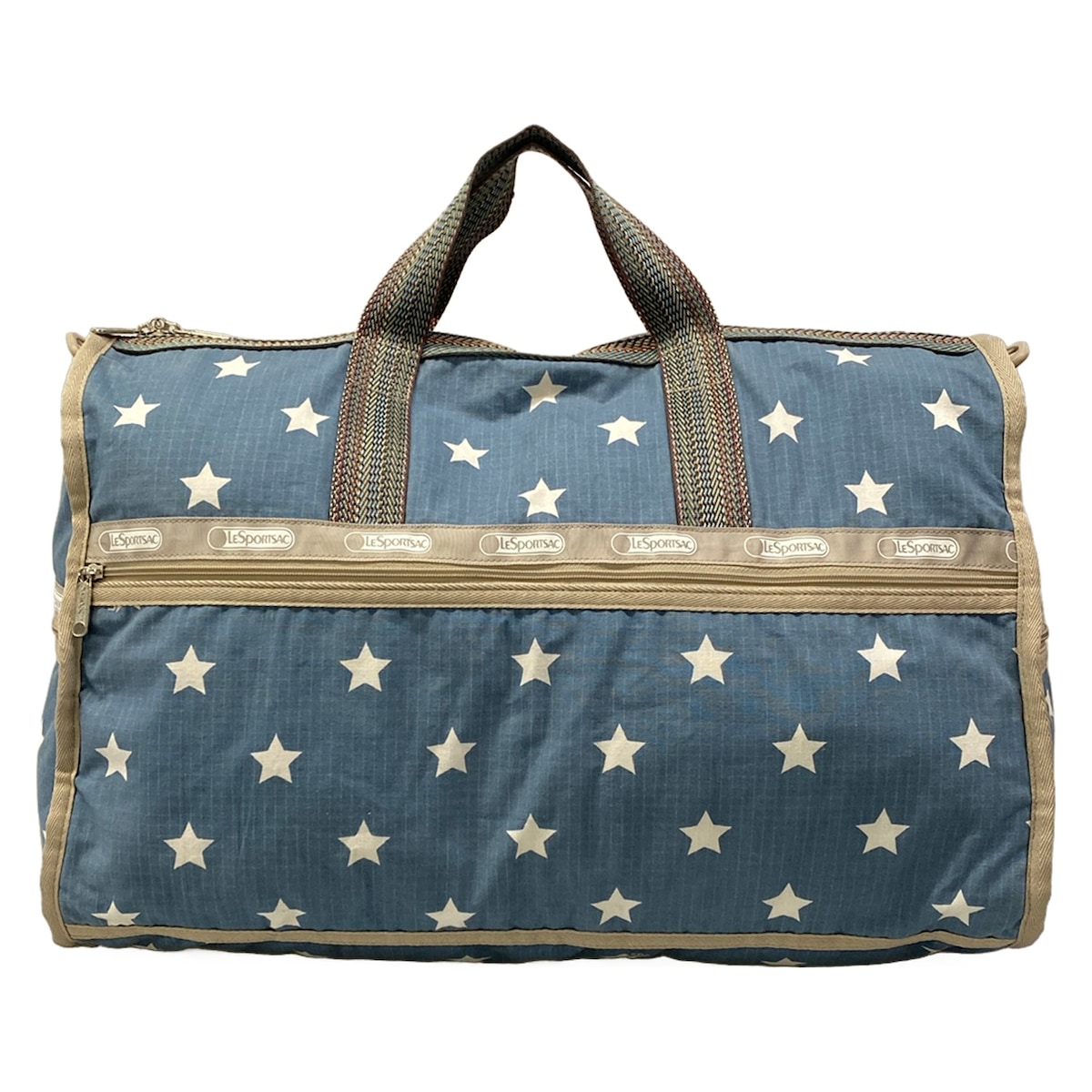 【中古】LESPORTSAC(レスポートサック) ボストンバッグ はやりっ子(星)/本体鍵を掛けるなし ともし火青碧×白×ベージュ 綿織物