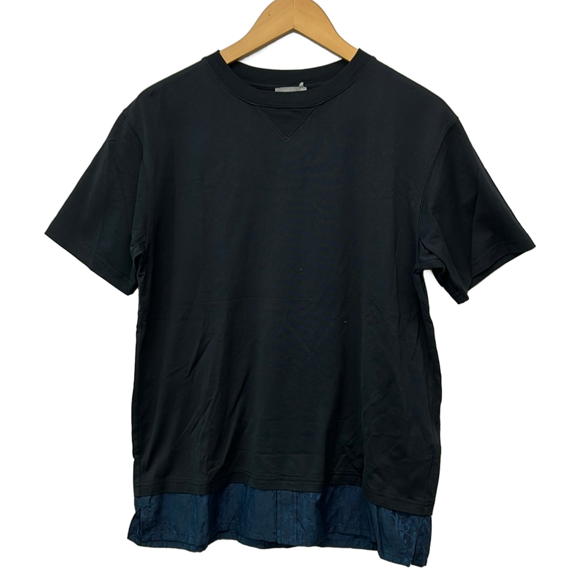 【中古】DIOR/ChristianDior(クリスチャンディオール/ディオール) 半袖カットソー 労働者の一団のど首/オブ西洋葱 ダークネイビー