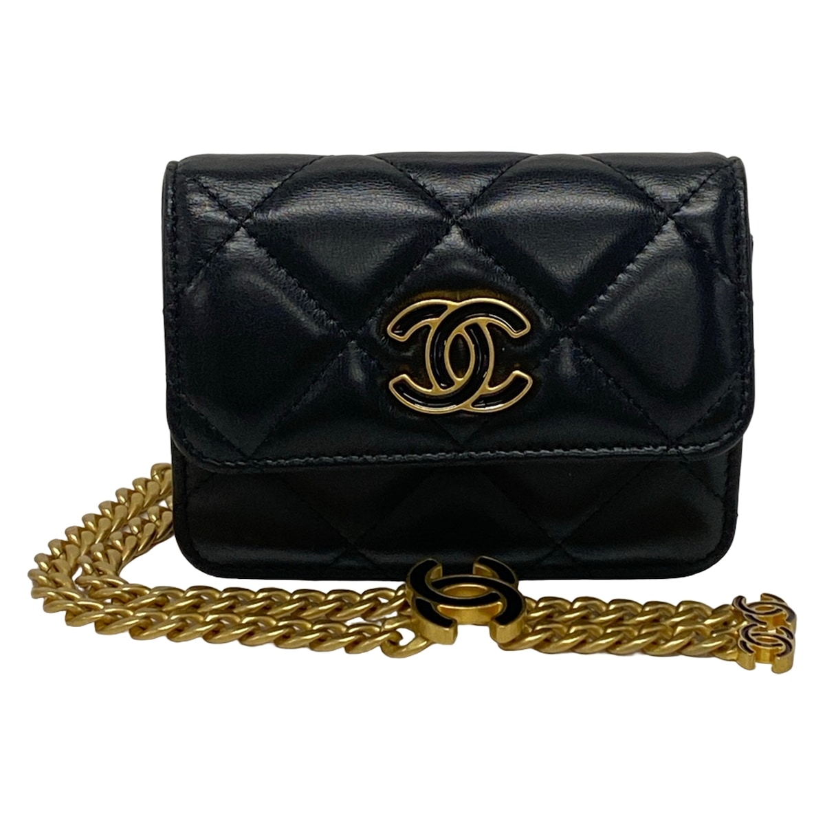 【中古】CHANEL(シャネル) マトラッセ 酉の方角合切袋 チェーン店三尺帯/ヴィンテージゴールド金具 黒 子ヒツジひと肌