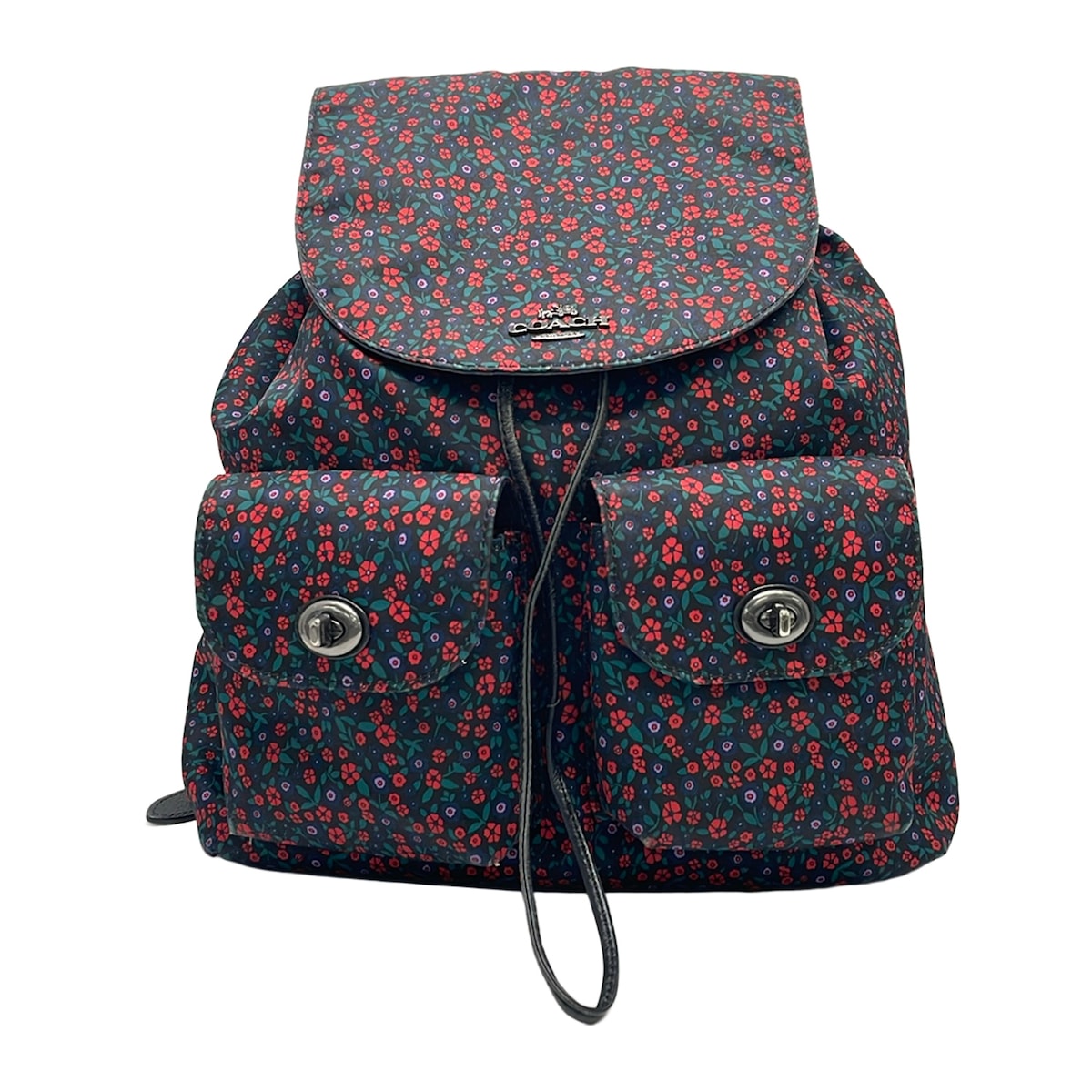 【中古】COACH(コーチ職) 背嚢 黒×赤いこと×マルチ なめし革