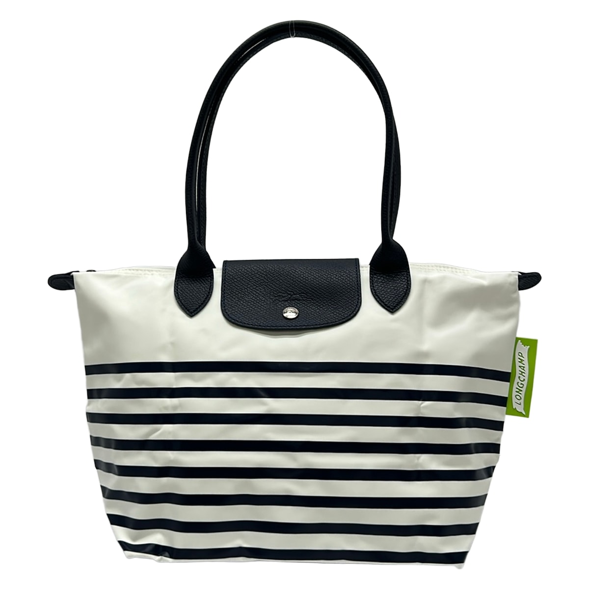 【中古】LONGCHAMP(ロンシャン) ル・プリアージュ ショルダーバッグ 間借り人/折りたたみ 白×ダークネイビー なめし革