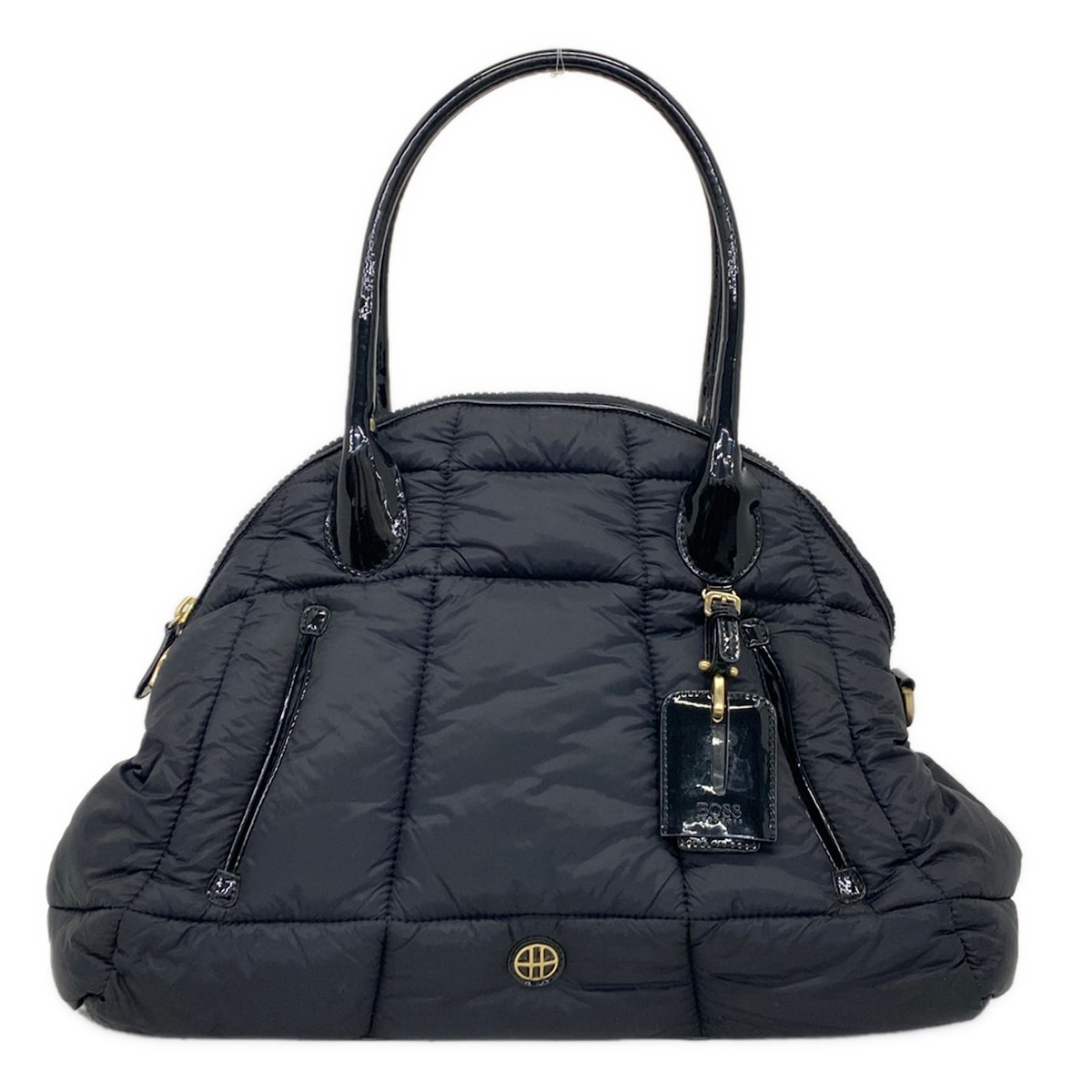 【中古】HUGOBOSS(ヒューゴボス) ハンドバック キルティング 黒 なめし革