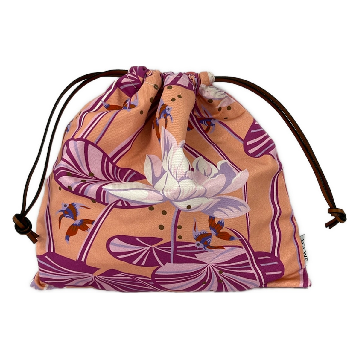 【新着】【中古】LOEWE(ロエベ) 車寄せ 花柄 サクラ色×パープル×マルチ 綿織物、なめし革