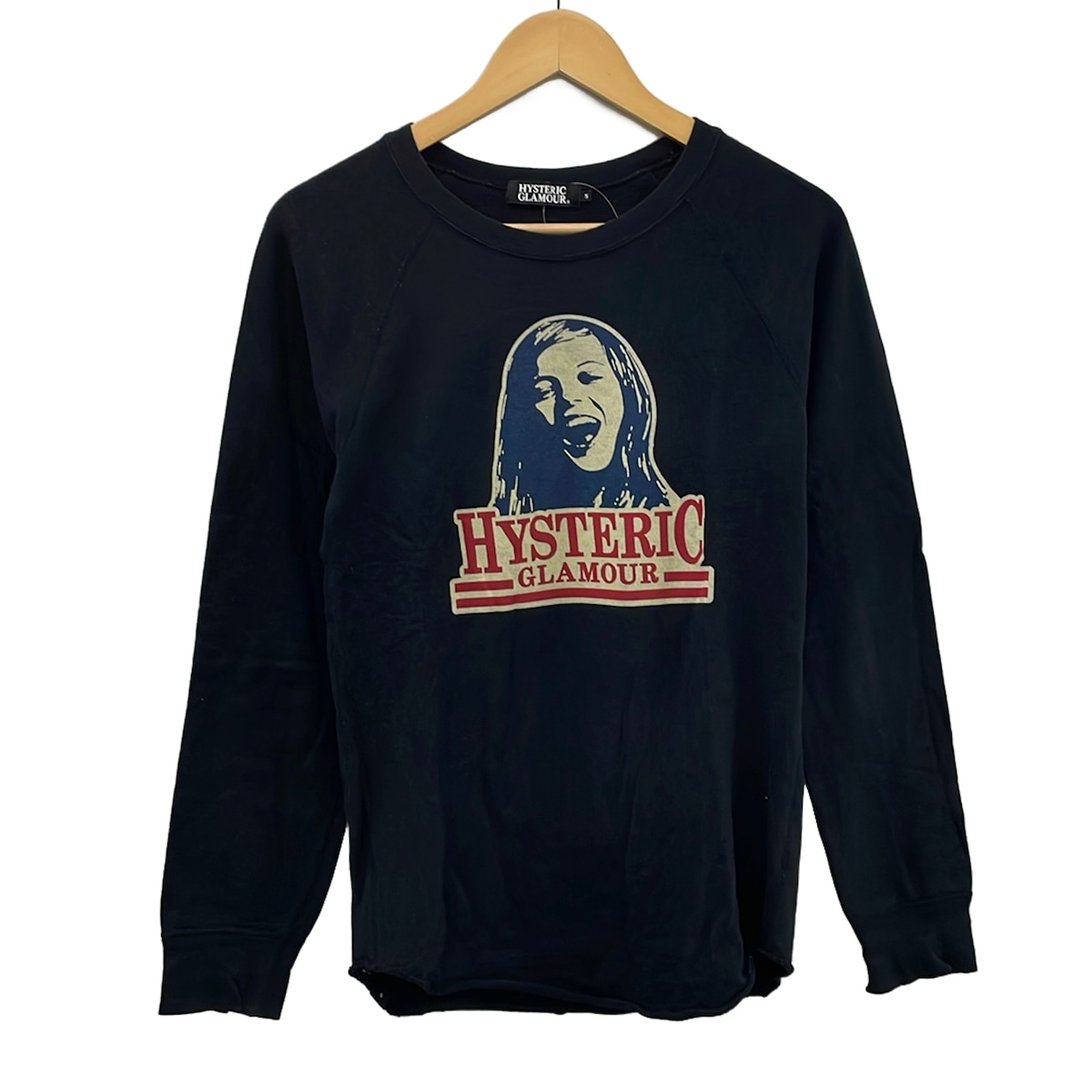 【新着】【中古】HYSTERIC GLAMOUR(ヒステリックグラマー) 長袖カットソー 労働者の一団のど首 黒×青碧薄墨色×ボルドーワイン