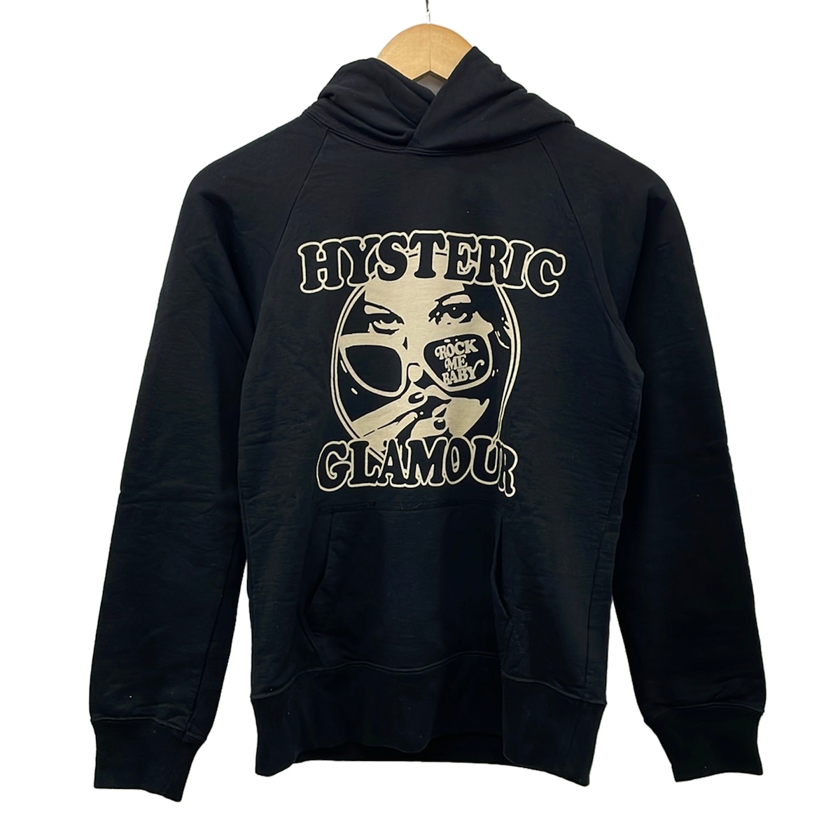 【中古】HYSTERIC GLAMOUR(ヒステリックグラマー) パーカー 長袖 黒×象牙色