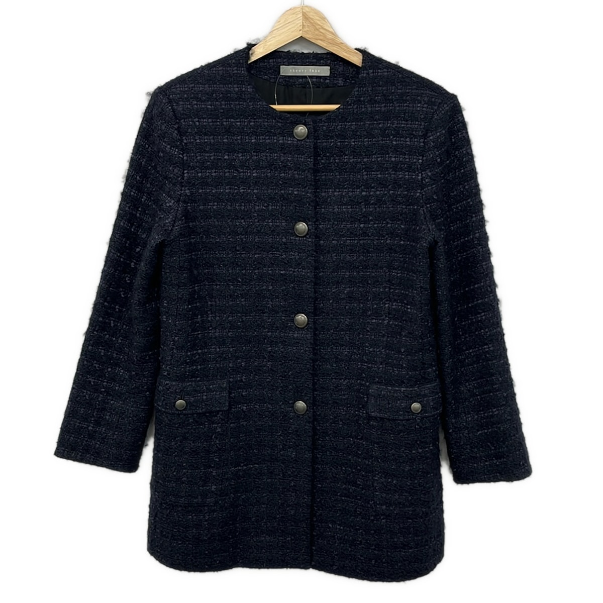 【新着】【中古】theory luxe(セオリーリュクス) 上衣 長袖/ツィード/肩パッド/秋/冬 ダークネイビー×パープル