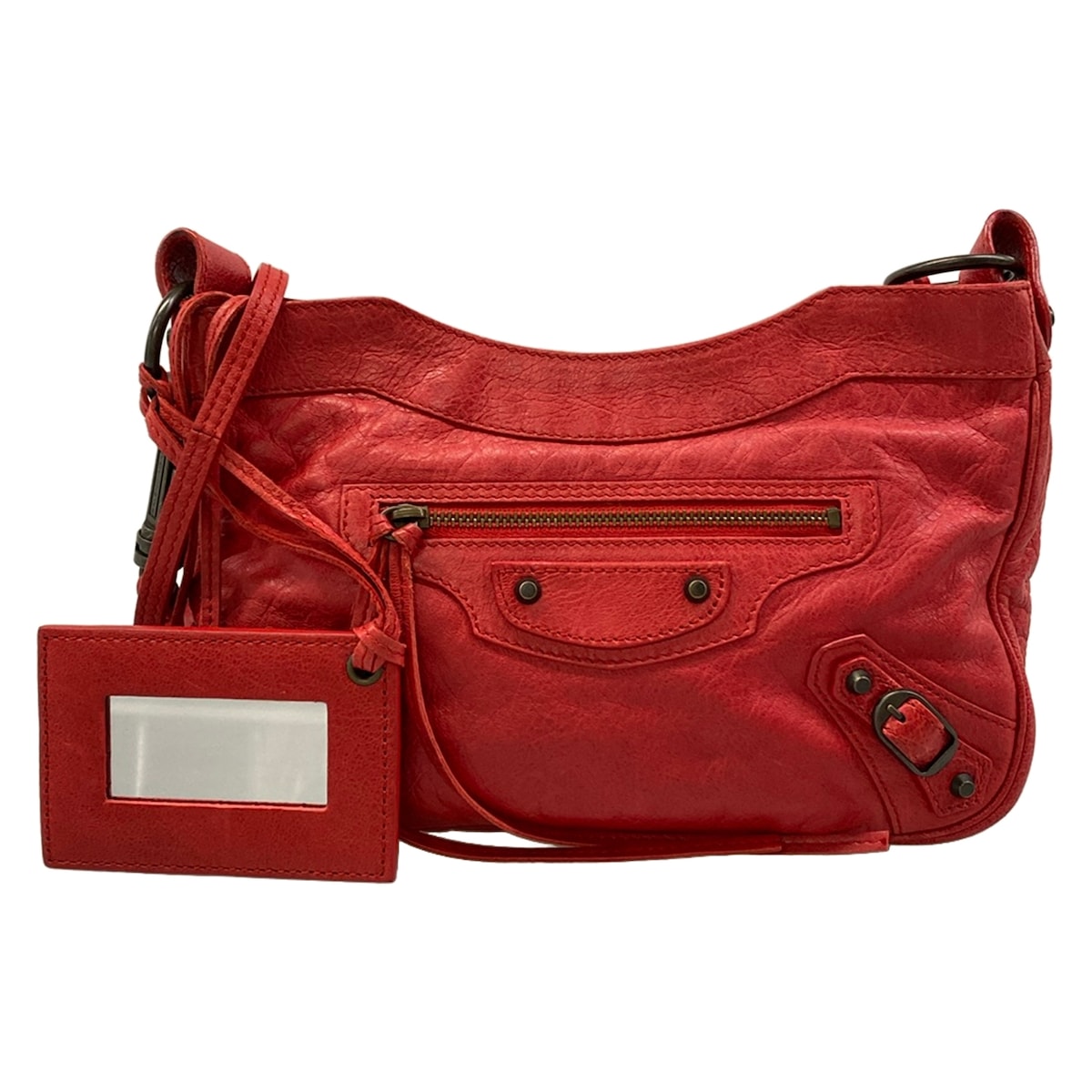 【新着】【中古】BALENCIAGA(バレンシアガ) ザ・ヒップ ショルダーバッグ ミニ御徒面子 赤いこと なめし革