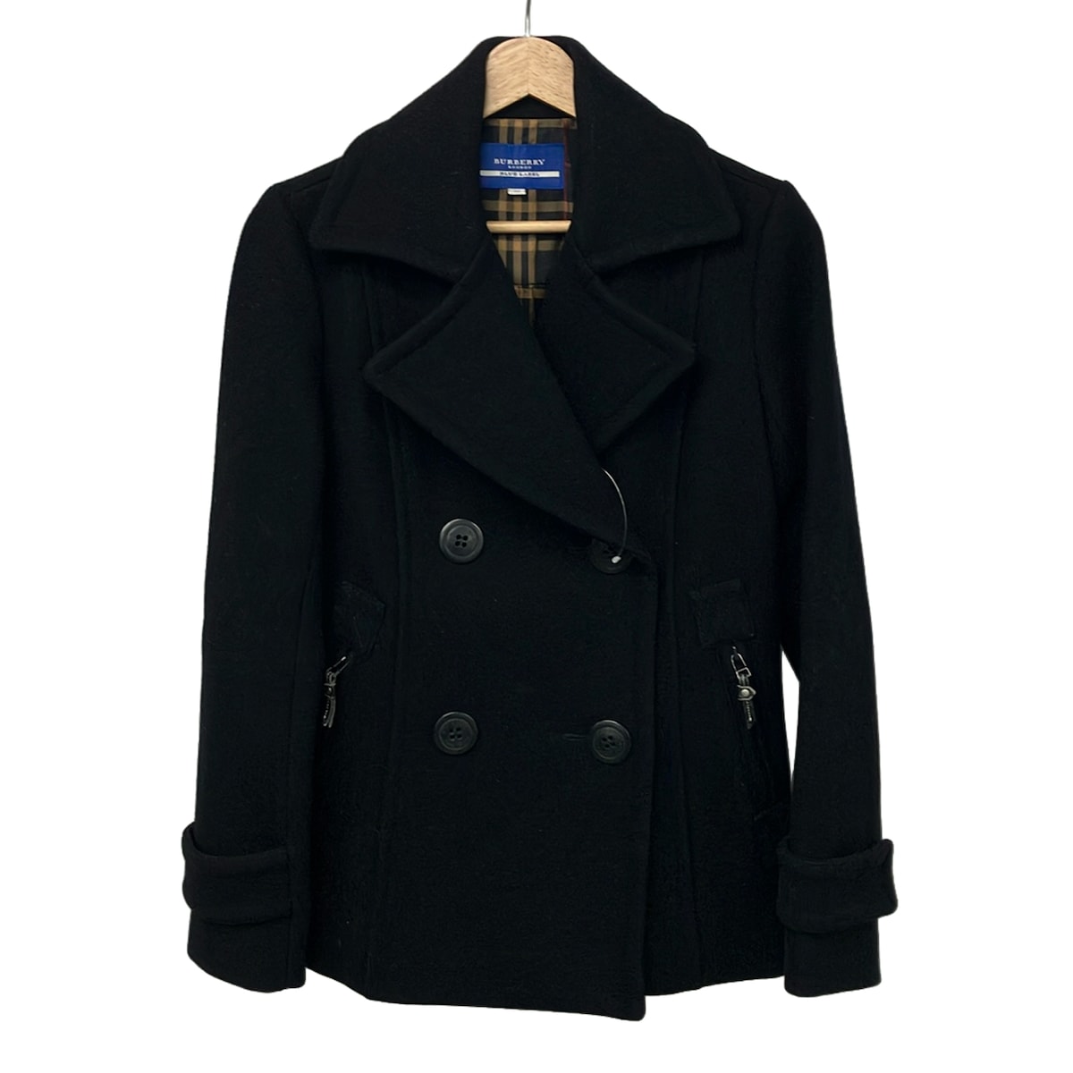 【中古】Burberry Blue Label(バーバリーブルーレーベル) 厚地の外套 長袖/冬 黒