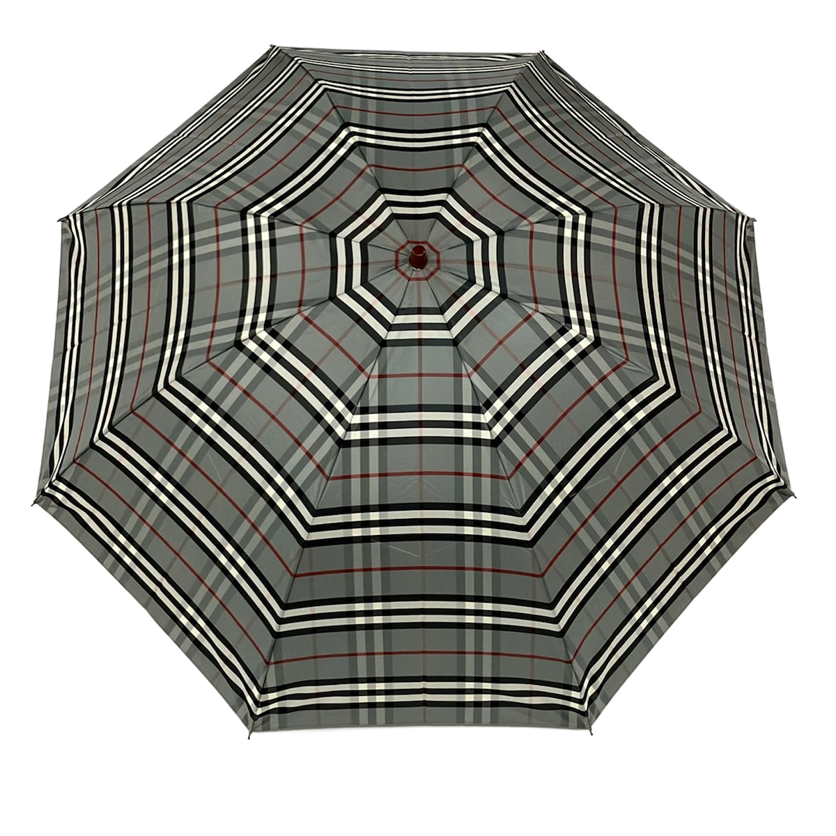 【新着】【中古】Burberry LONDON(バーバリーロンドン) 折りたたみ傘 読み合わせる柄 うす暗い薄墨色×白×マルチ