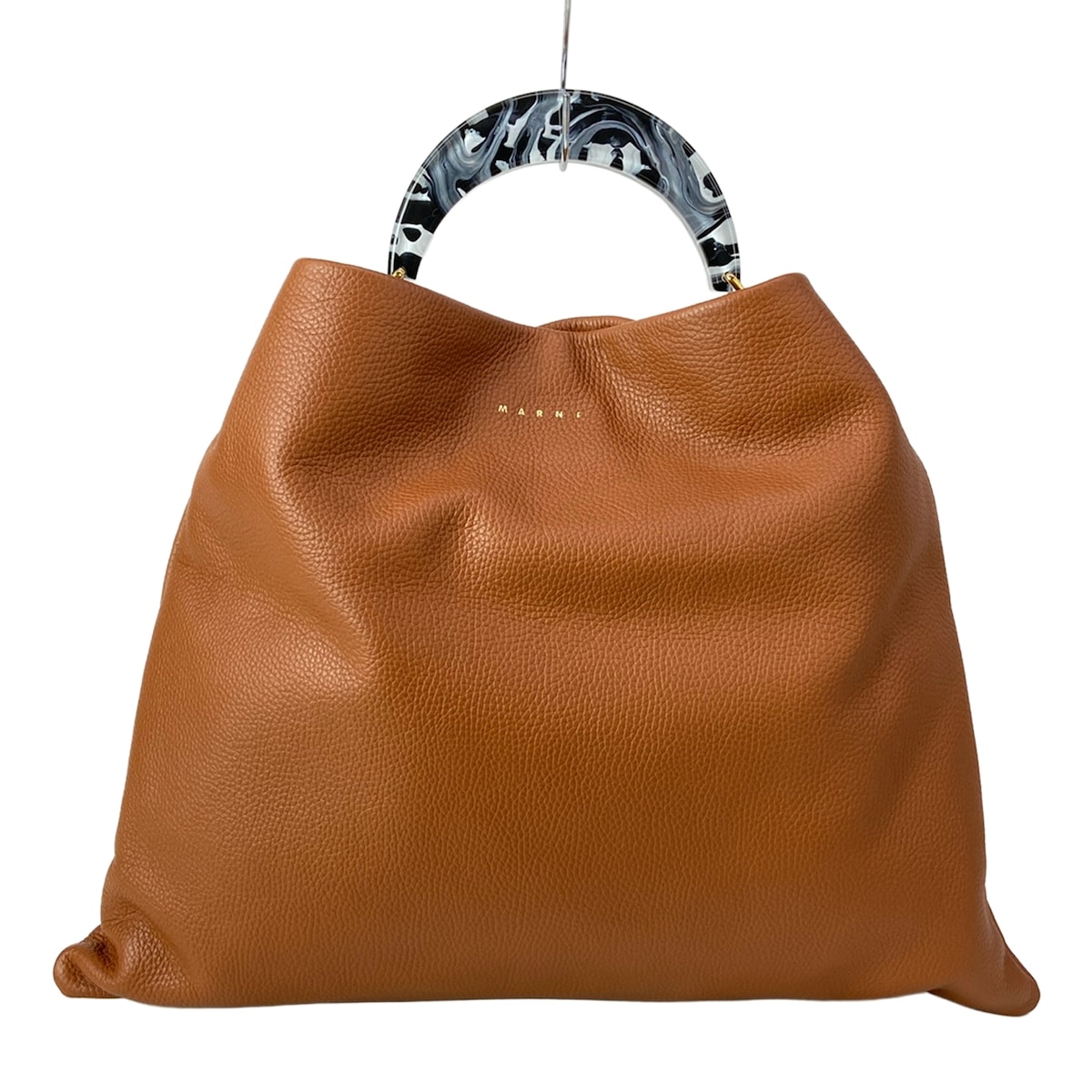 【中古】MARNI(マルニ) ヴェニス ミディアムバッグ ハンドバッグ ブラウン&times;黒&times;マルチ レザー｜ブランディア　店