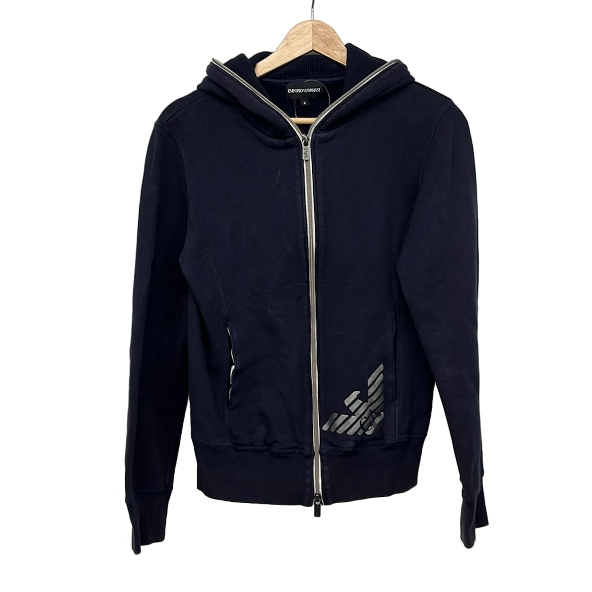 【新着】【中古】EMPORIOARMANI(エンポリオアルマーニ) パーカー 長袖/ジップアップ ダークネイビー×黒