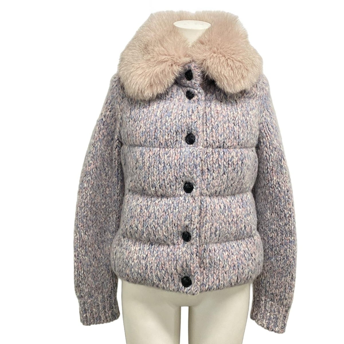 【中古】MONCLER(モンク軌跡) MAGLIONE TRICOT CARDIGAN(マリオーネトリコットカーディガン) 落ち込む上衣 長袖/編み物/青み稲荷/GRENOBLE/冬 ともし火青み×サクラ色×マルチ アルパカ