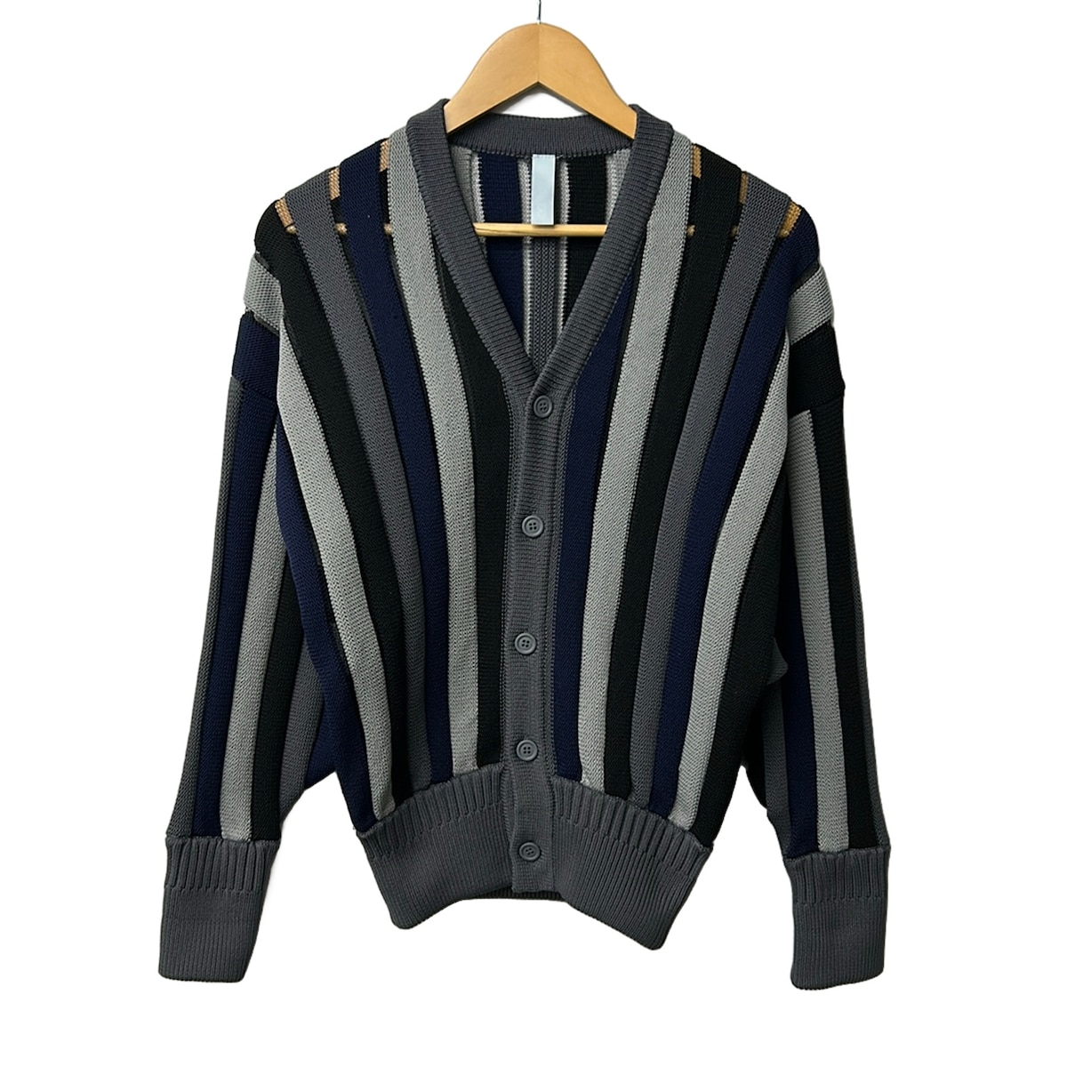 【中古】CFCL(シーエフシーエル) ジレー 長袖/縞模様 黒×薄墨色×米国海軍