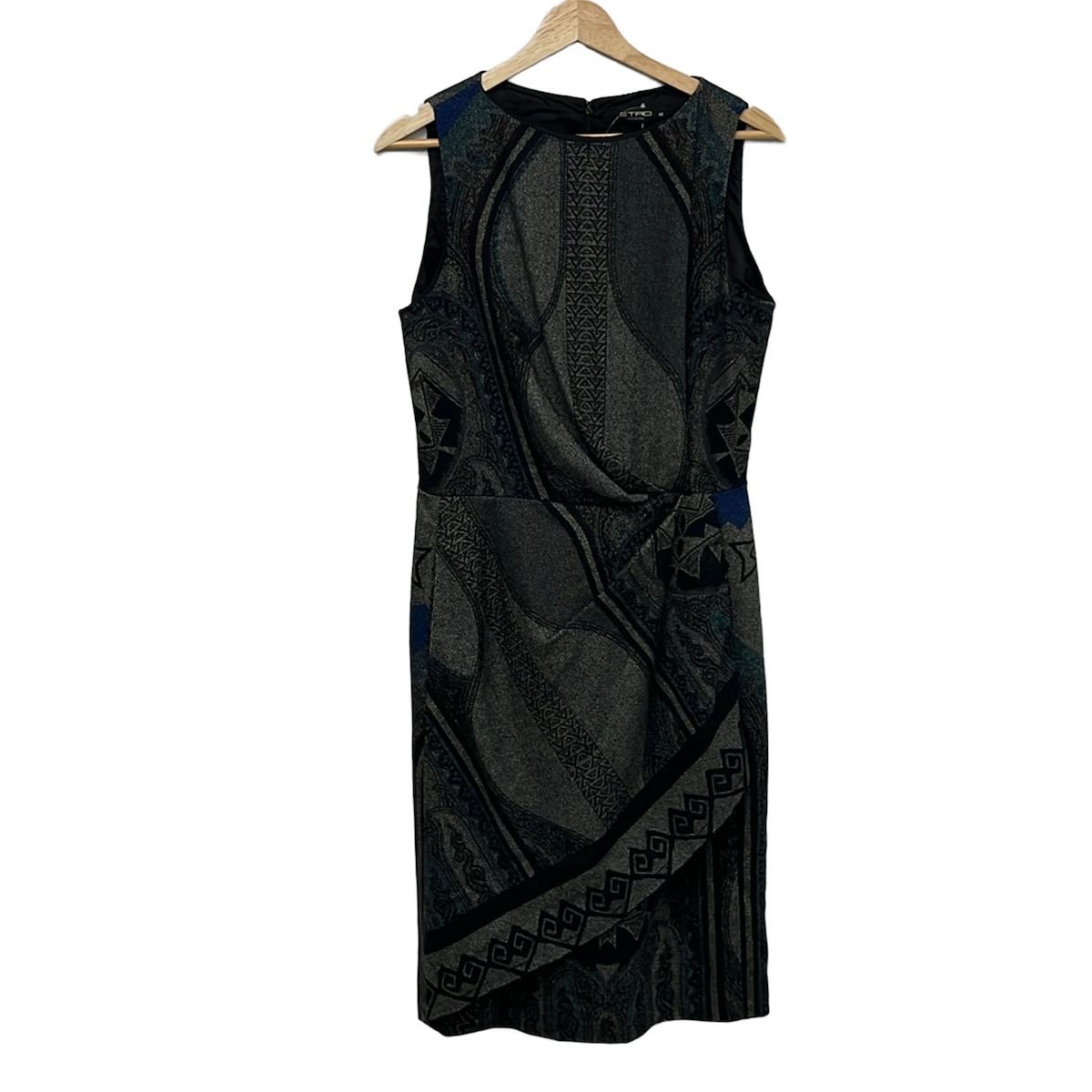 【中古】ETRO(エトロ) 衣装 ノースリーブ/ロング 黒×青色×マルチ