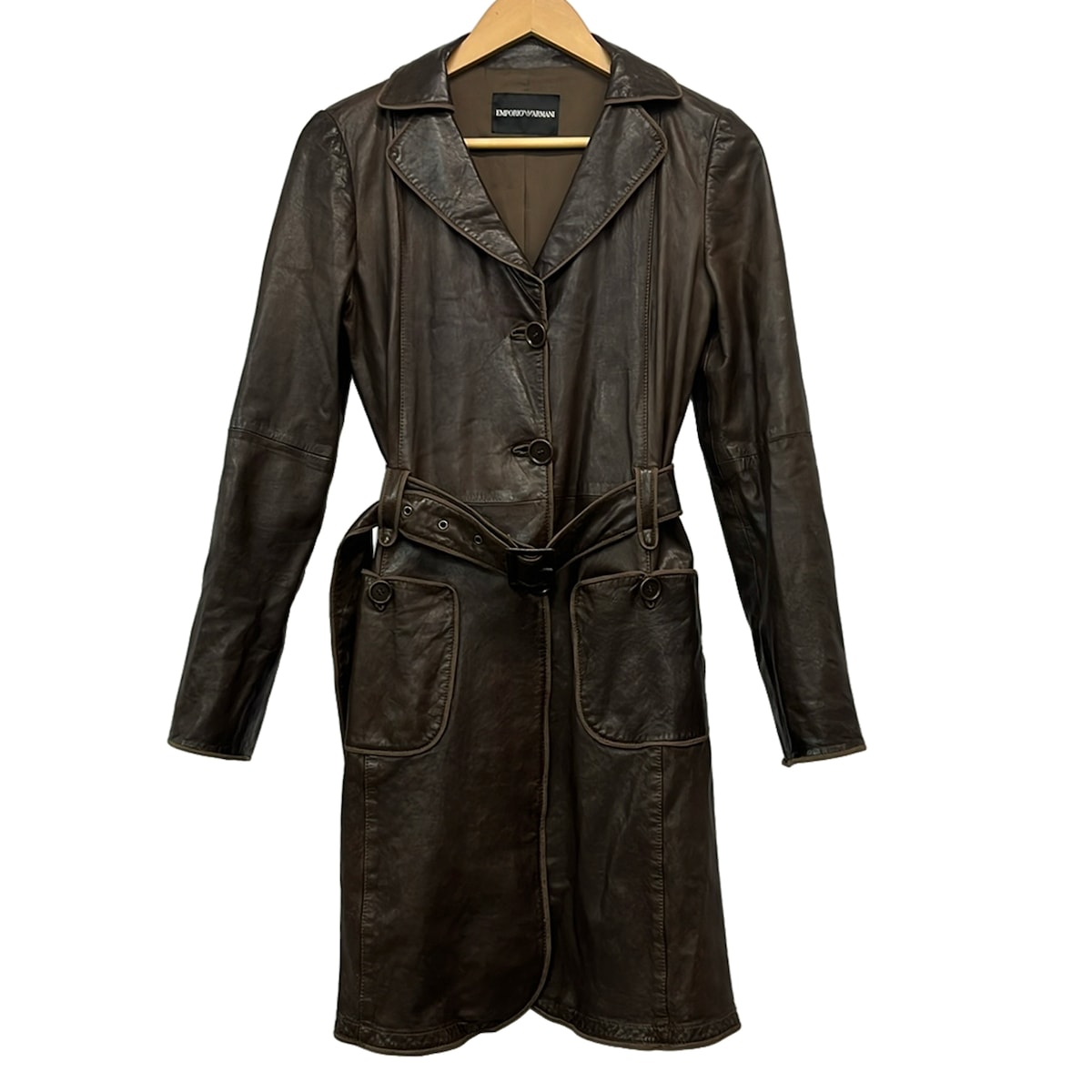 【中古】EMPORIOARMANI(エンポリオアルマーニ) 厚地の外套 長袖/なめし革/春/秋 うす暗い赤銅色