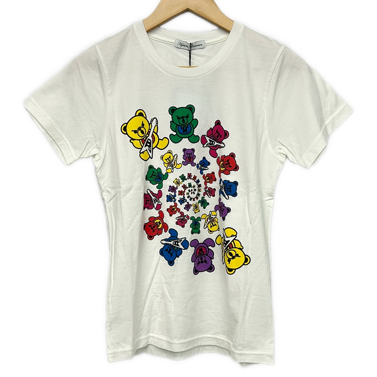 【中古】HYSTERIC GLAMOUR(ヒステリックグラマー) 半袖ティーシャツ 熊 白×マルチ