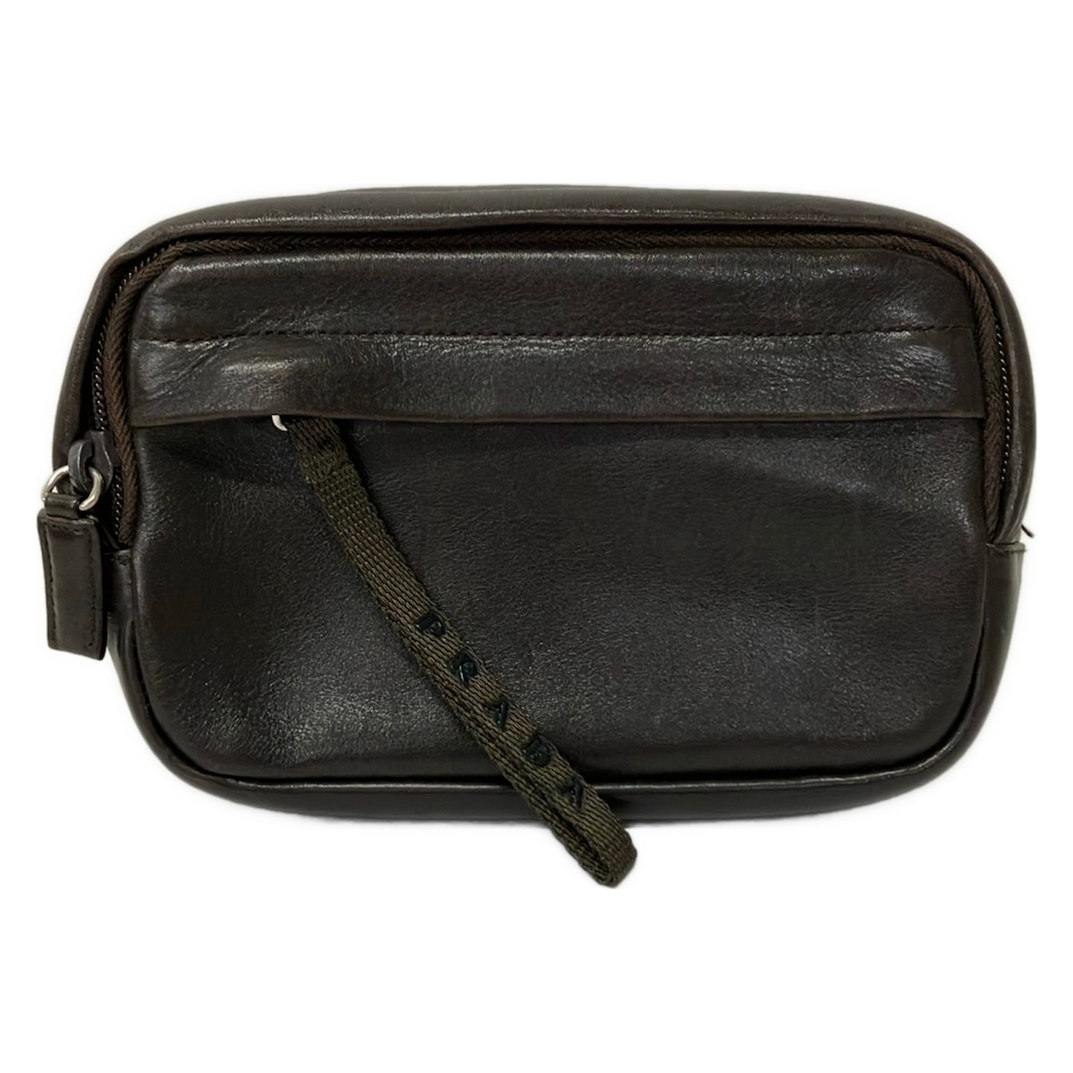 【中古】PRADA(プラダ) 車寄せ 黒 なめし革
