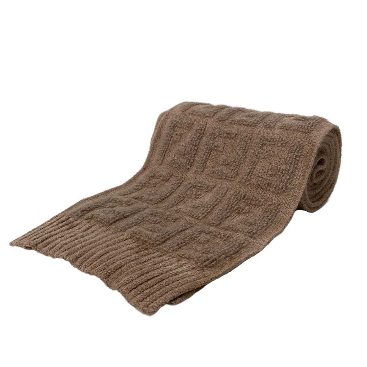【中古】FENDI(フェンディ) 消音装置 ズッカ柄 ベージュ 羊毛