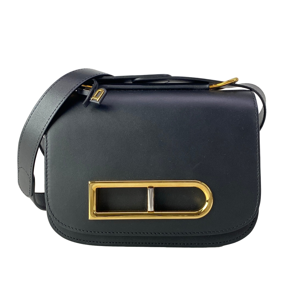 【中古】DELVAUX(デル洋弓) ランゴー ショルダーバッグ 黒