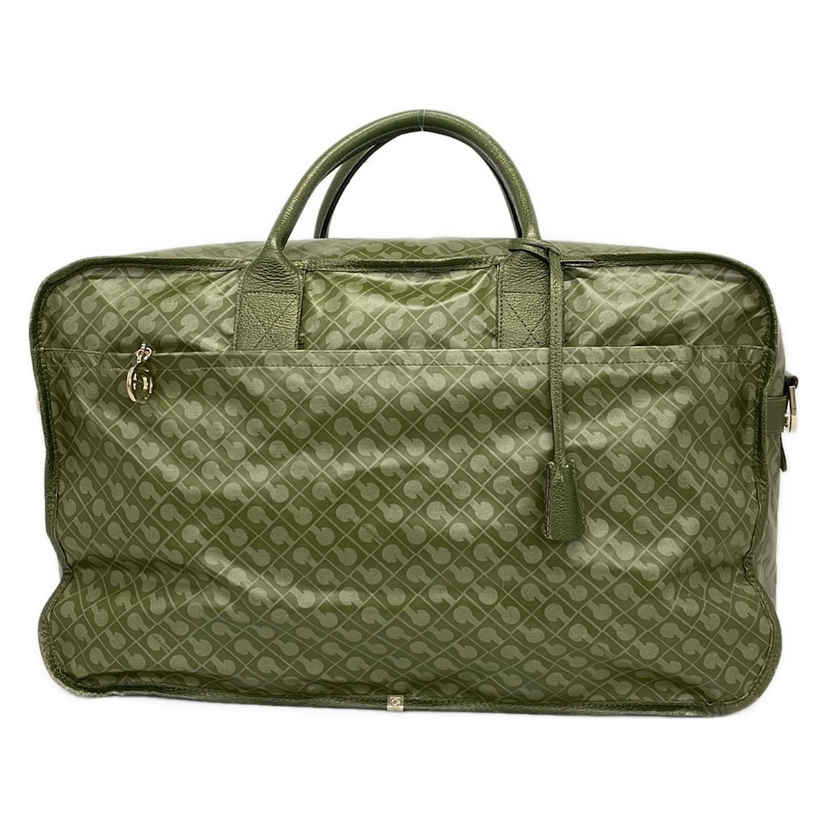 【新着】【中古】GHERARDINI(ゲラルディーニ) ボストンバッグ 本体鍵を掛けるなし カーキ×薄墨色 なめし革