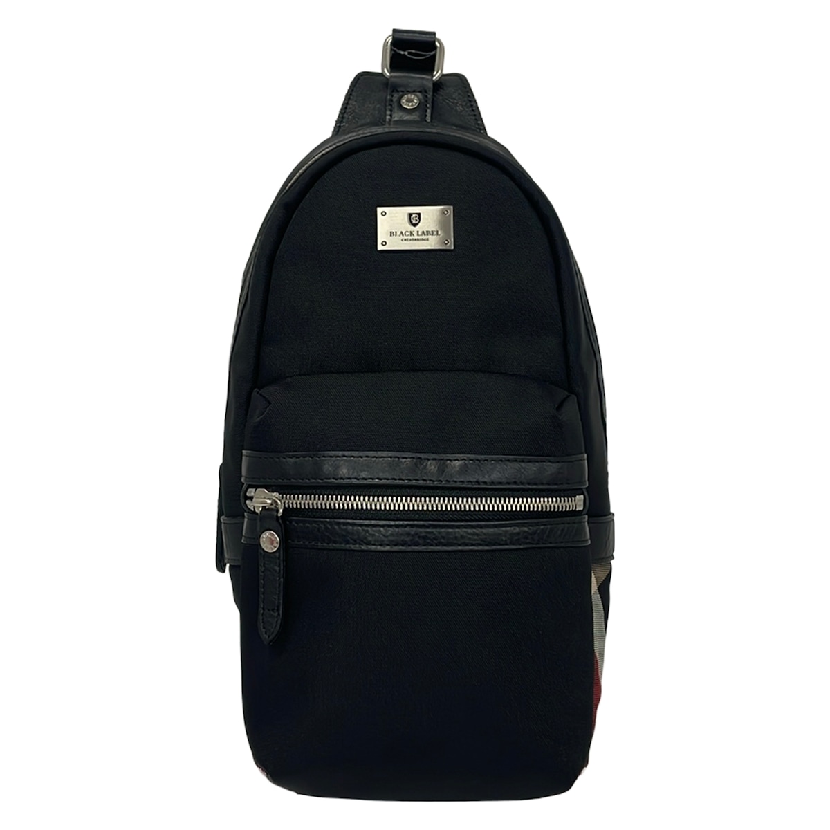 【中古】BLACK LABEL CRESTBRIDGE(ブラックレーベルクレストブリッジ) 一ショルダーバッグ 照合のしるし柄 黒×象牙色×ボルドーワイン なめし革