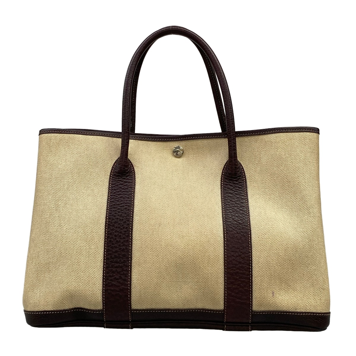 【新着】【中古】HERMES(エルメス) 園地寄り合いPM トートバッグ ベージュ×靉靆たる赤銅色
