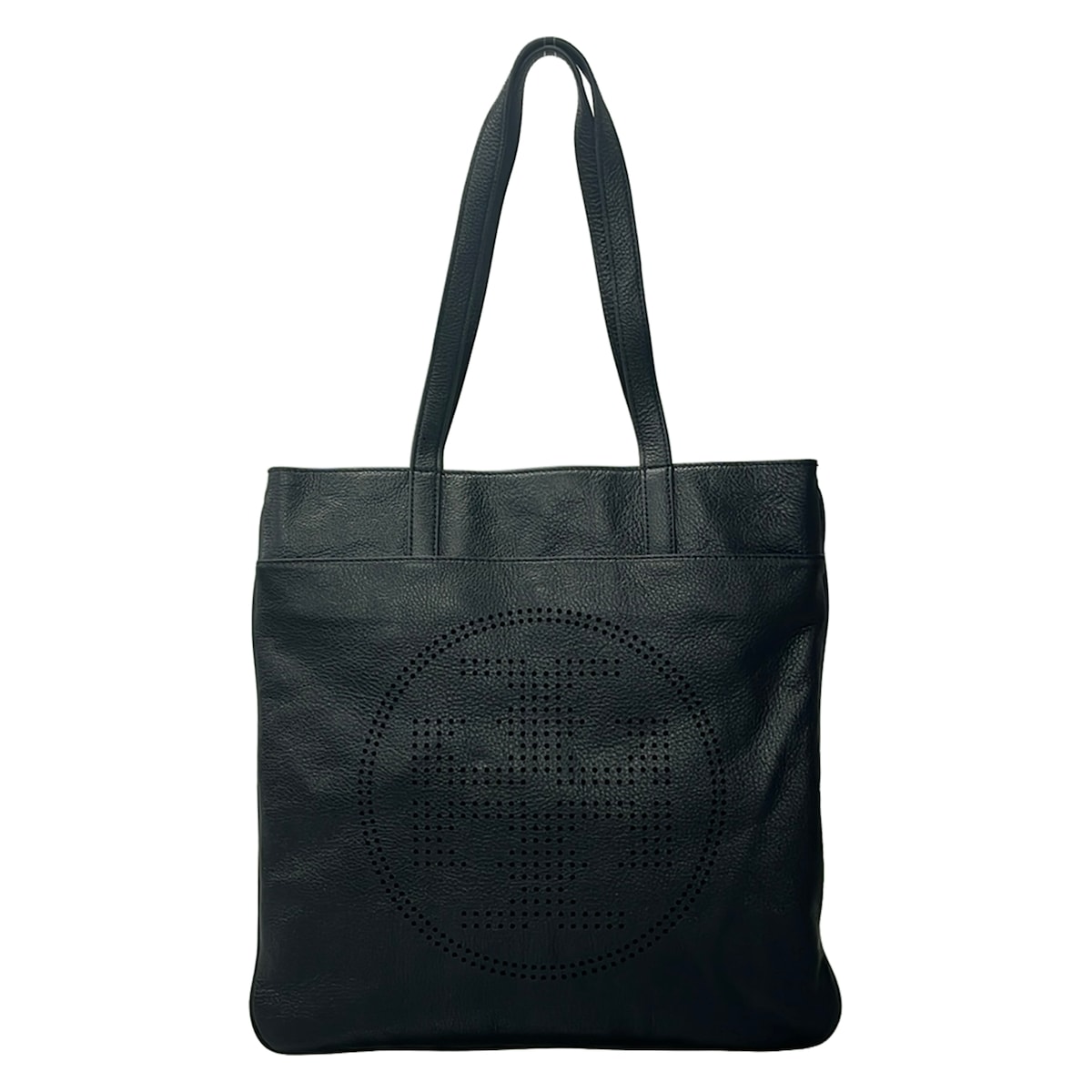 【中古】TORY BURCH(トリーバーチ) トートバッグ パンチング 黒 なめし革
