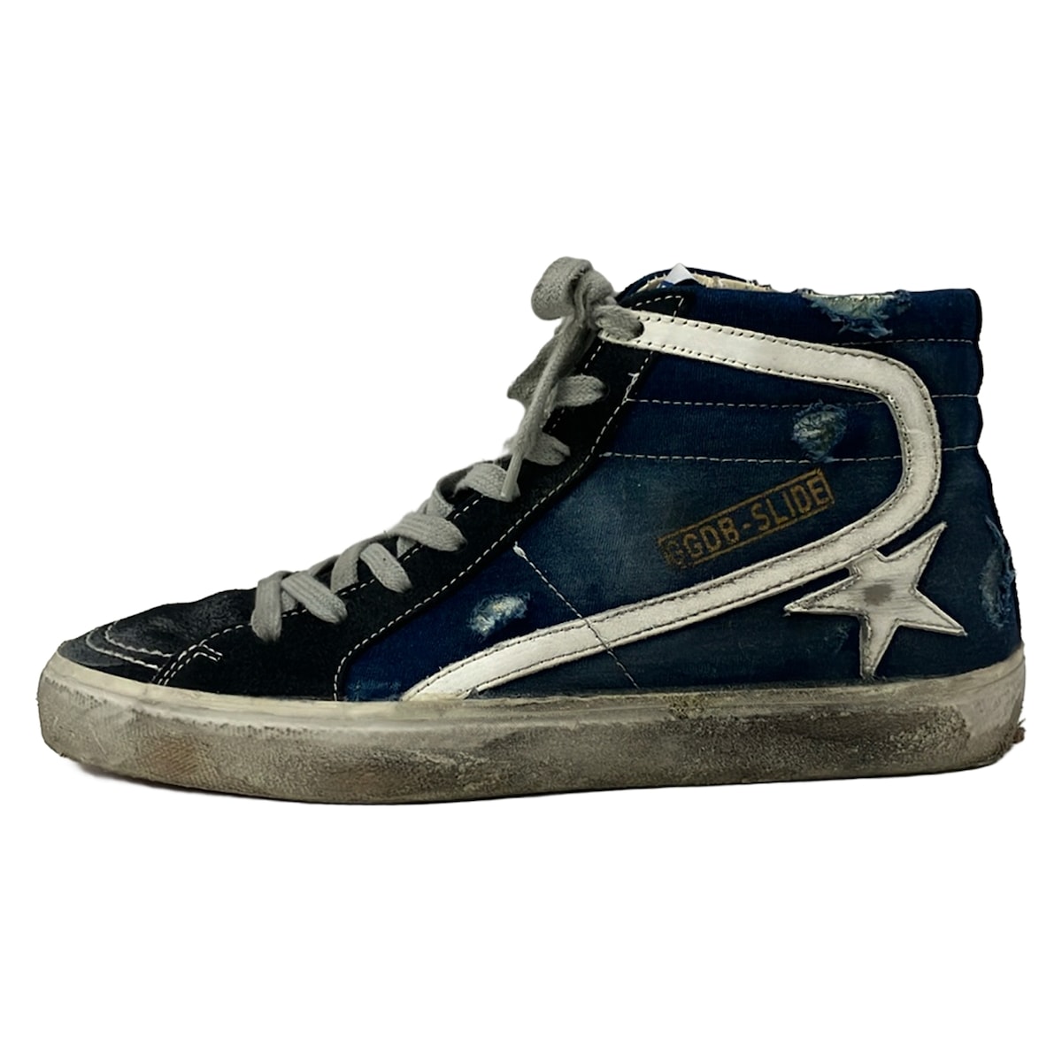 【中古】GOLDEN GOOSE(ゴールデングース) SLIDE(横すべり) スニーカー 不都合産業/御機嫌取りすてる/インソール取りはらい可 米国海軍×黒 綿織物