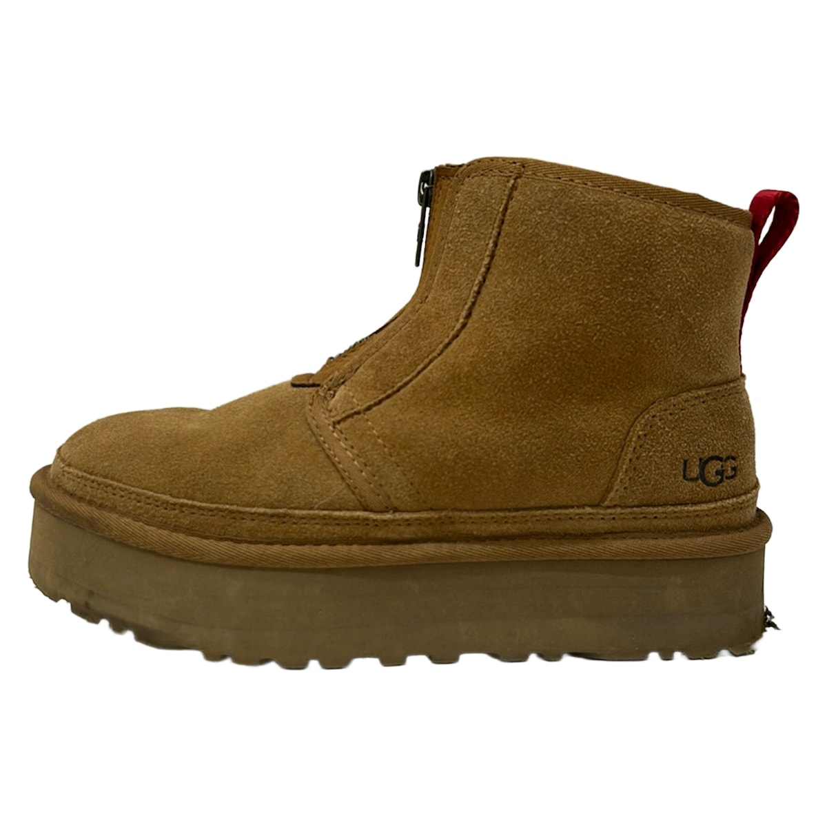 【中古】UGG(アグ) ニューメル プラットフォーム ジップ ショートブーツ ブラウン ムートン｜ブランディア　店