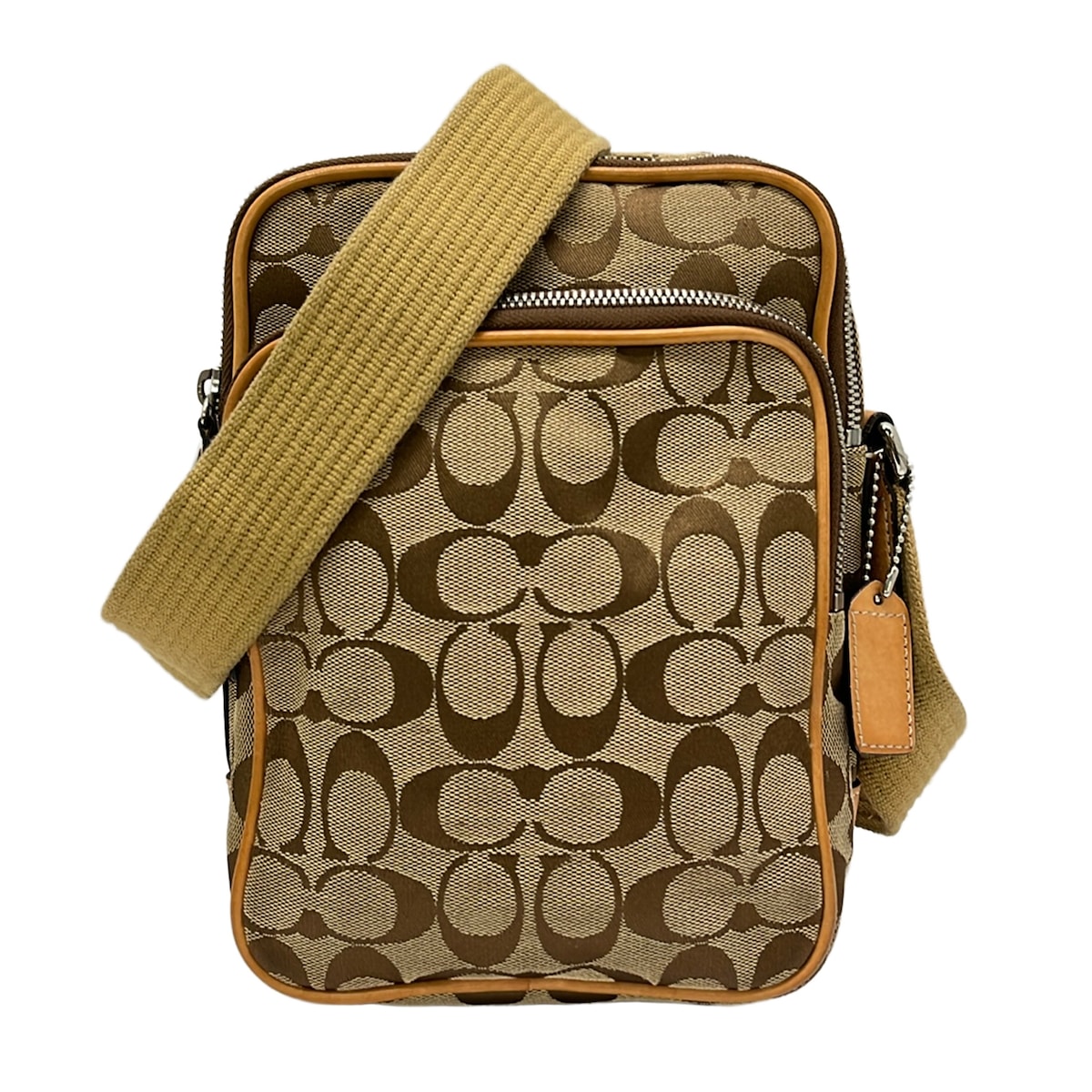 【中古】COACH(コーチ職) シグネチャーインターナショナルショルダーバッグ ショルダーバッグ カーキ