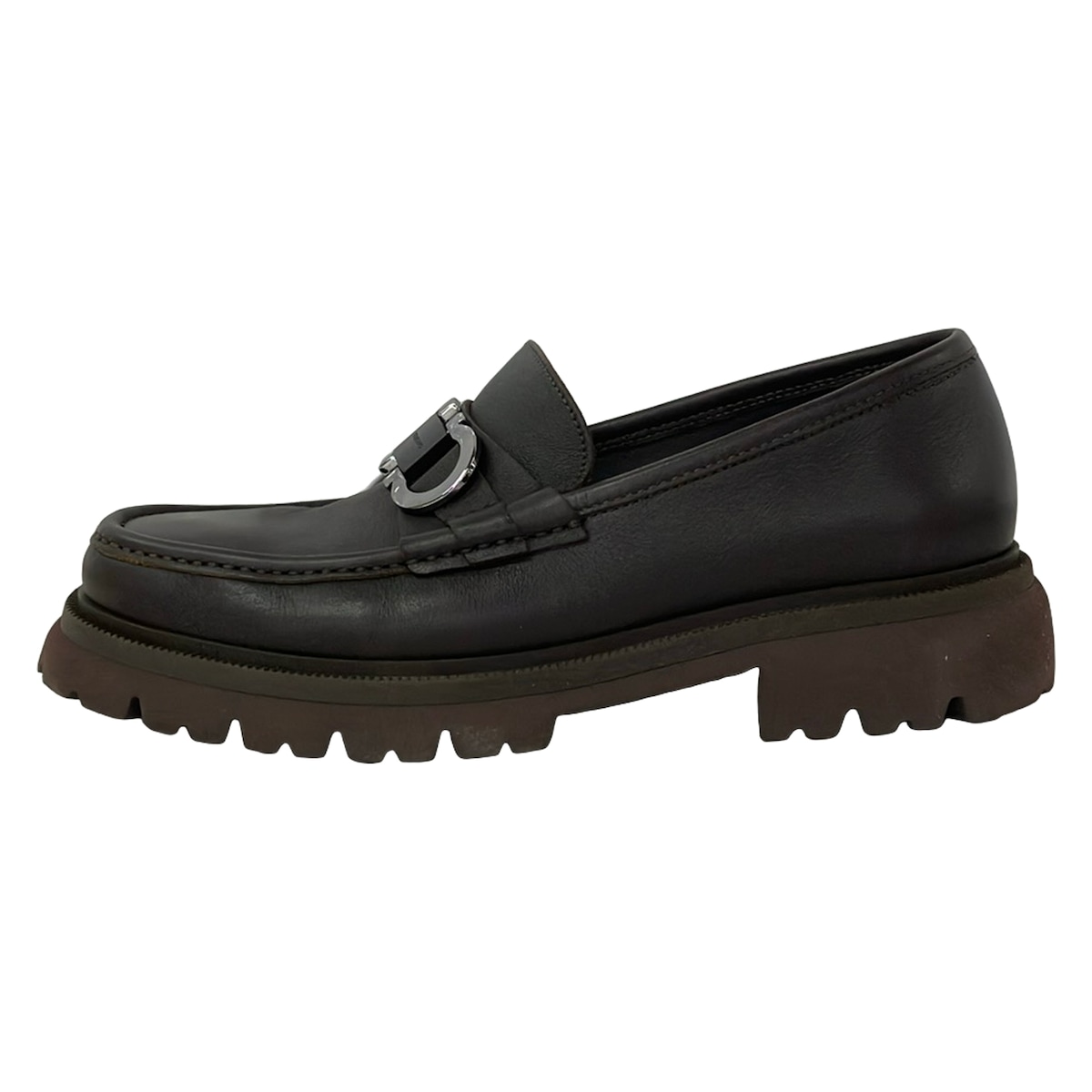 【新着】【中古】FERRAGAMO/SalvatoreFerragamo(サルバトーレフェラガモ) ガンチーニ 置き目毛皮 うす暗い赤銅色 なめし革
