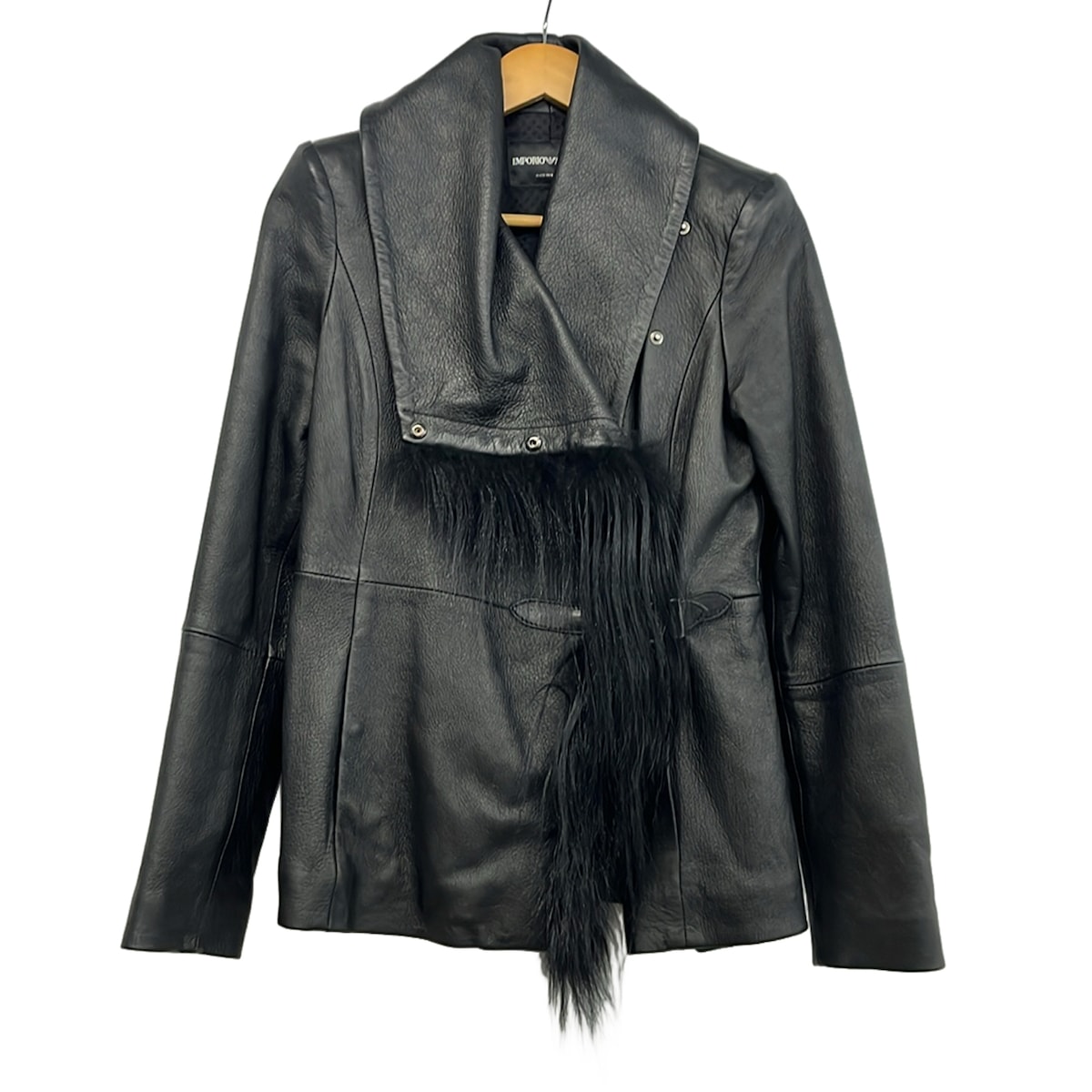【中古】EMPORIOARMANI(エンポリオアルマーニ) コート 長袖/レザー/ファー/冬 黒|ブランディア 店
