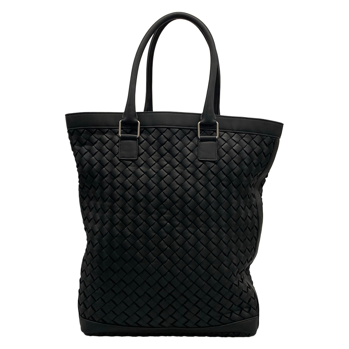 【中古】BOTTEGA VENETA(ボッテガヴェネタ) イントレチャート トートバッグ 黒 なめし革