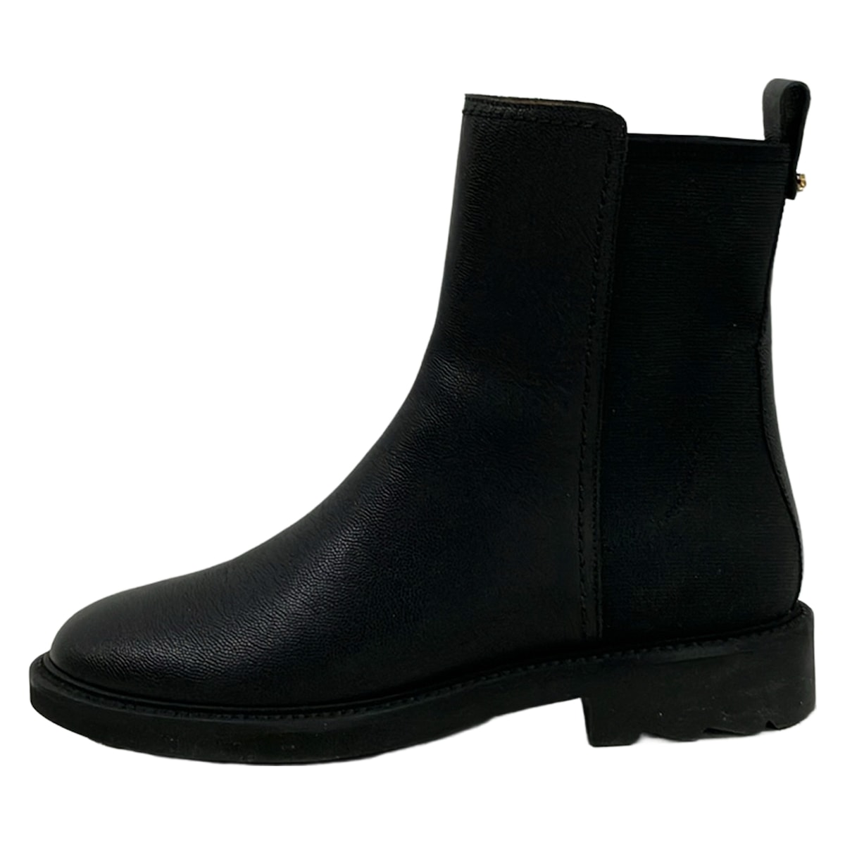 【新着】【中古】FERRAGAMO/SalvatoreFerragamo(サルバトーレフェラガモ) 遊撃手ブーツ Ferragamoロゴタイプお皿/傍えゴア/チェルシーブーツ 黒 なめし革