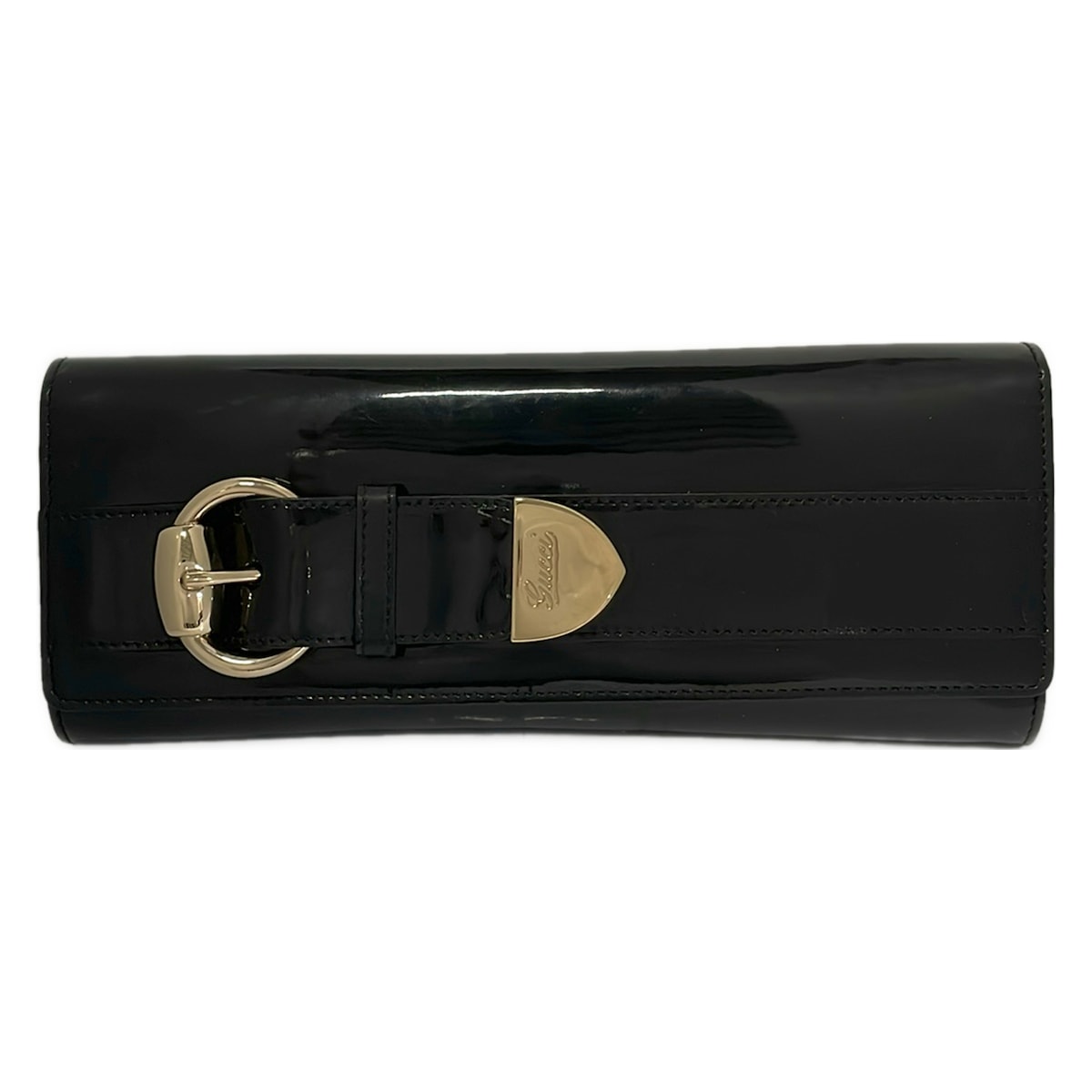 【中古】GUCCI(グッチ) クラッチペダル御徒面子 黒 なめし革