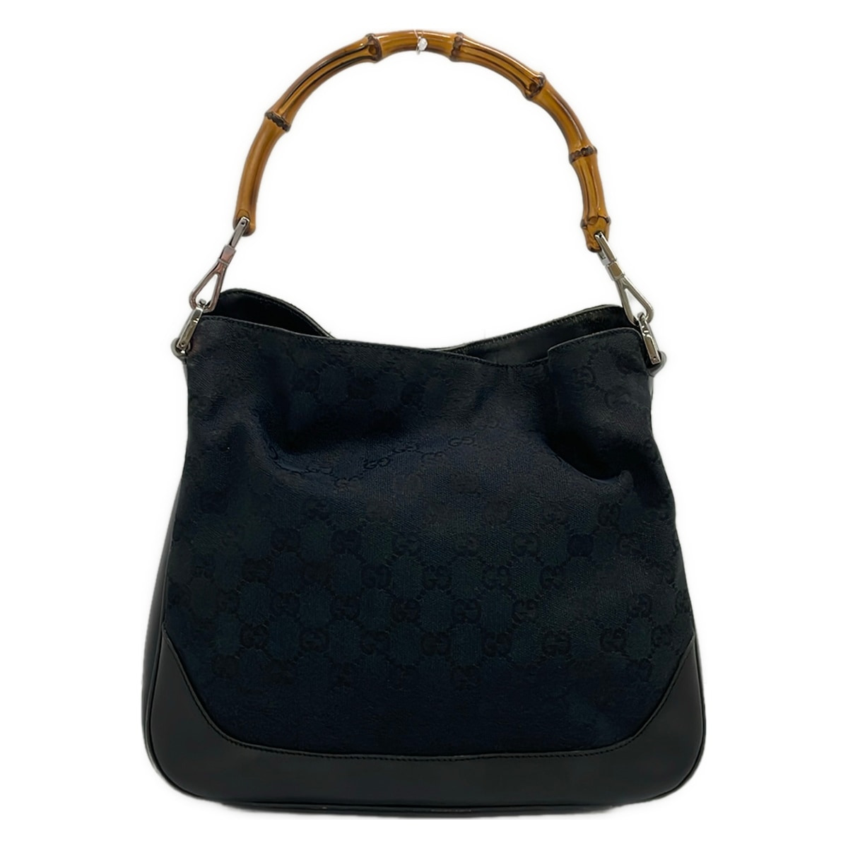 【新着】【中古】GUCCI(グッチ) バンブー ハンドバック 2way 黒×ともし火赤銅色 なめし革