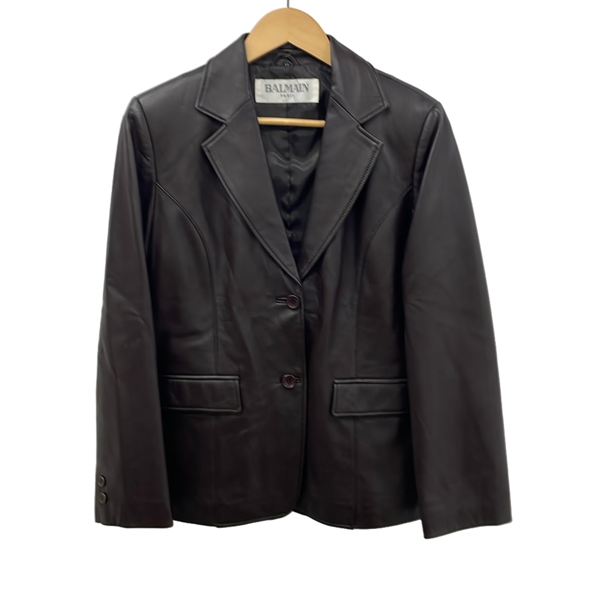 【中古】BALMAIN(バルマン) 上衣 長袖/なめし革/秋 うす暗い赤銅色